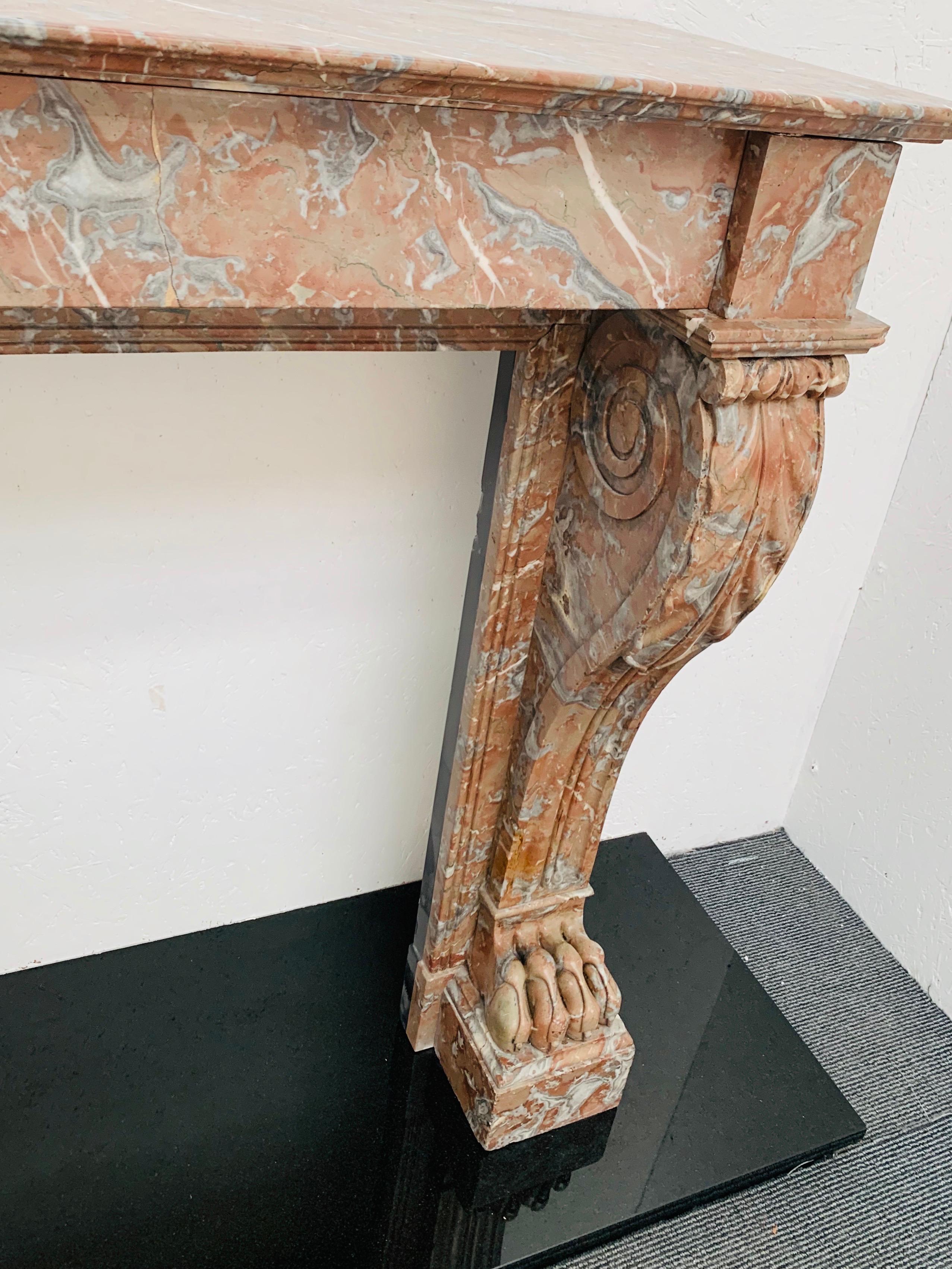 19th Century Louis Rouge Marble Mantlepiece In Good Condition For Sale In London, GB