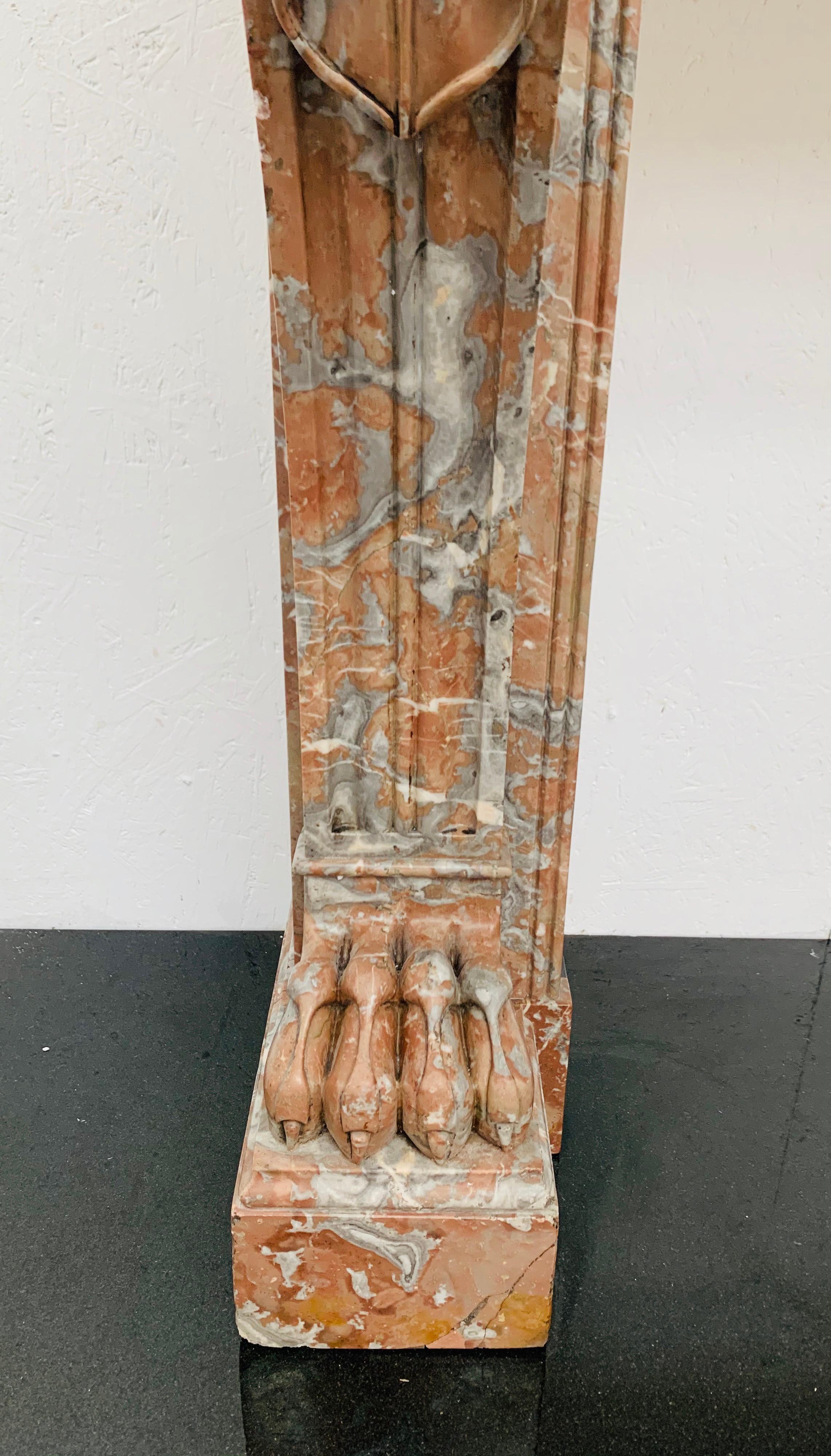 19th Century Louis Rouge Marble Mantlepiece For Sale 2