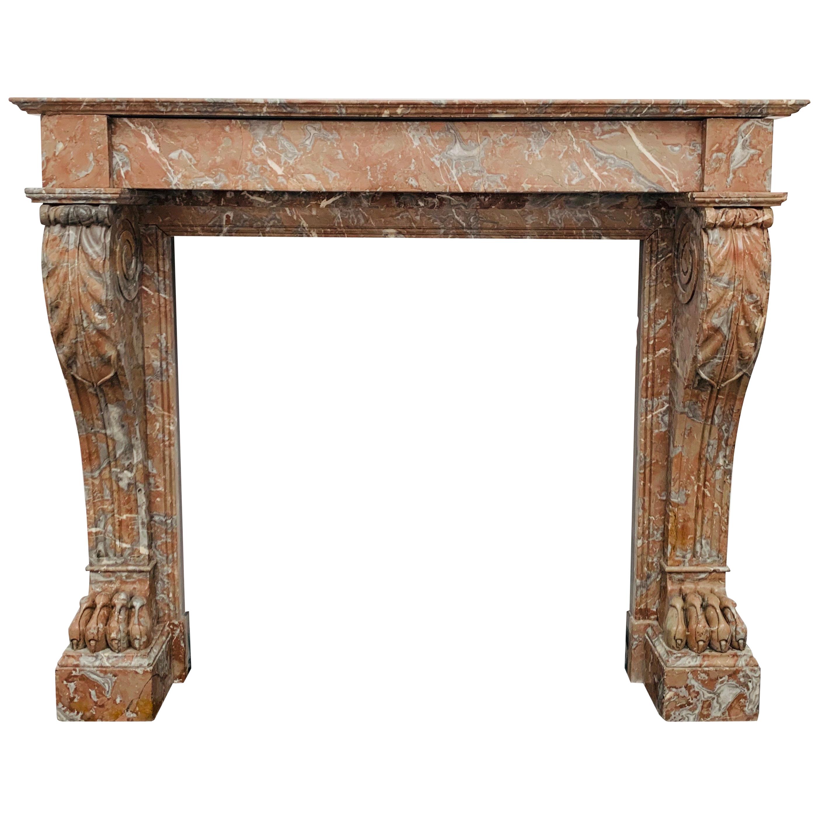 19th Century Louis Rouge Marble Mantlepiece For Sale