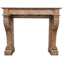 Antique 19th Century Louis Rouge Marble Mantlepiece