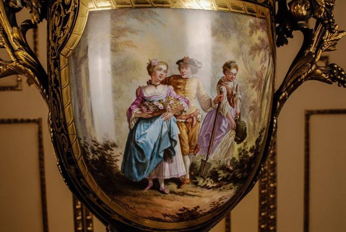 French 19th Century Louis Seize Style Napoleon III Sèvre Porcelain Vase For Sale