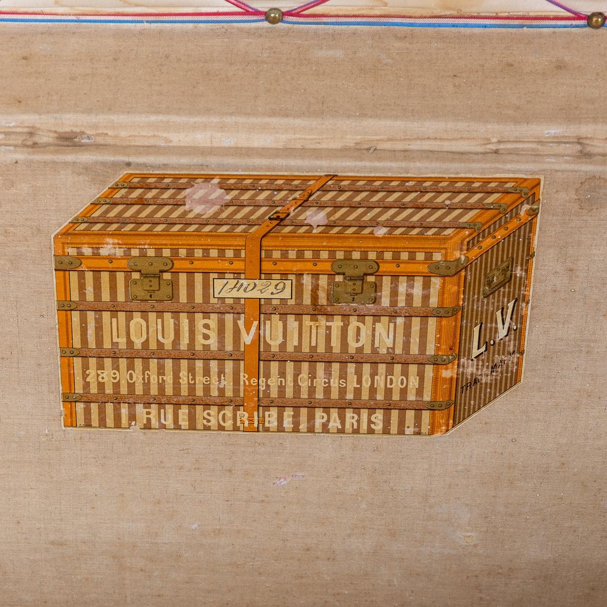19th Century Louis Vuitton Courier Trunk In Striped Canvas, France c.1885 For Sale 5