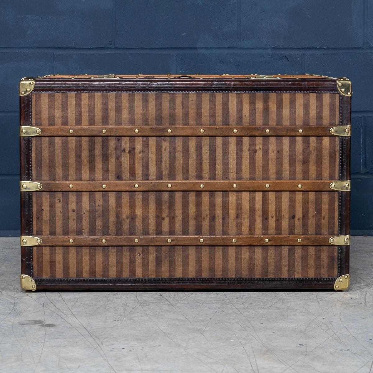 Metal 19th Century Louis Vuitton Courier Trunk In Striped Canvas, France c.1885 For Sale