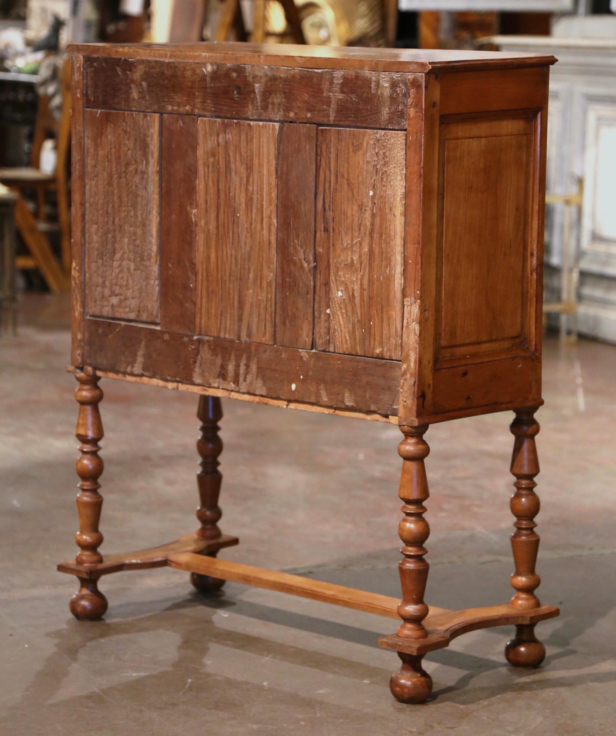 19th Century Louis XIII Carved Cherry and Oak Buffet Cabinet with Inlaid Motifs 6