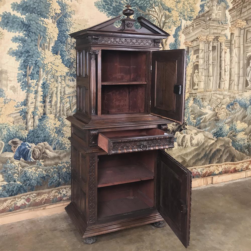 19th Century Louis XIII French Walnut Two-Tiered Cabinet In Good Condition In Dallas, TX