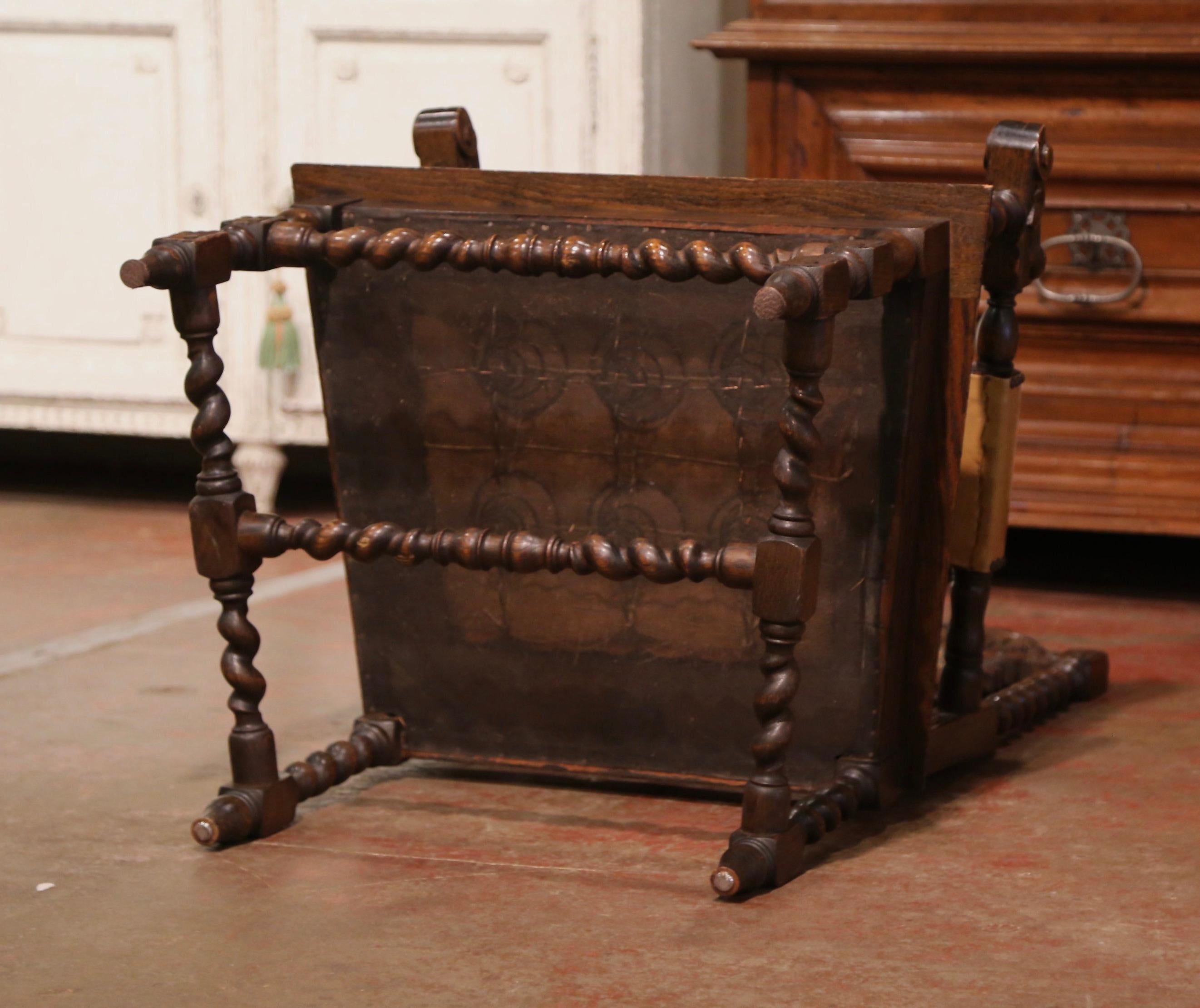 19th Century Louis XIII Style Carved Oak and Leather Armchair by Karpen For Sale 7