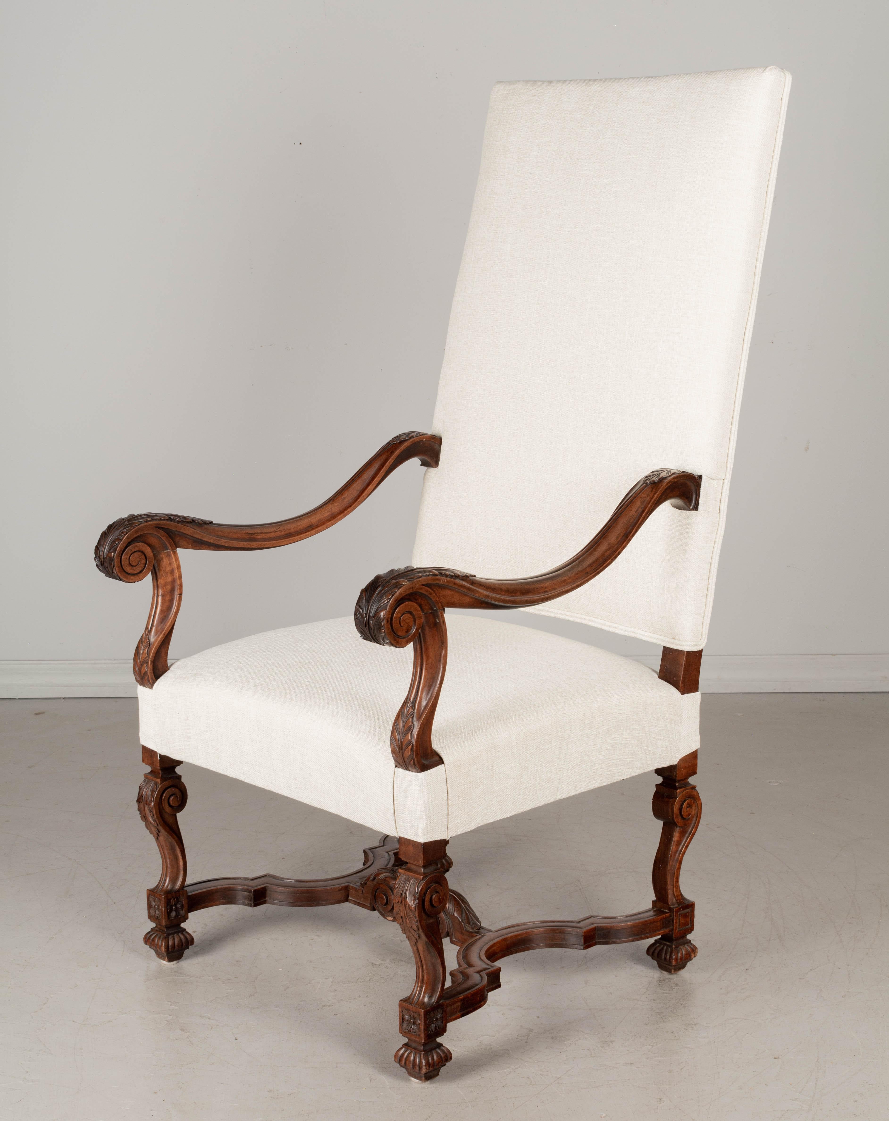 Upholstery 19th Century Louis XIII Style Fauteuil or Arm Chair