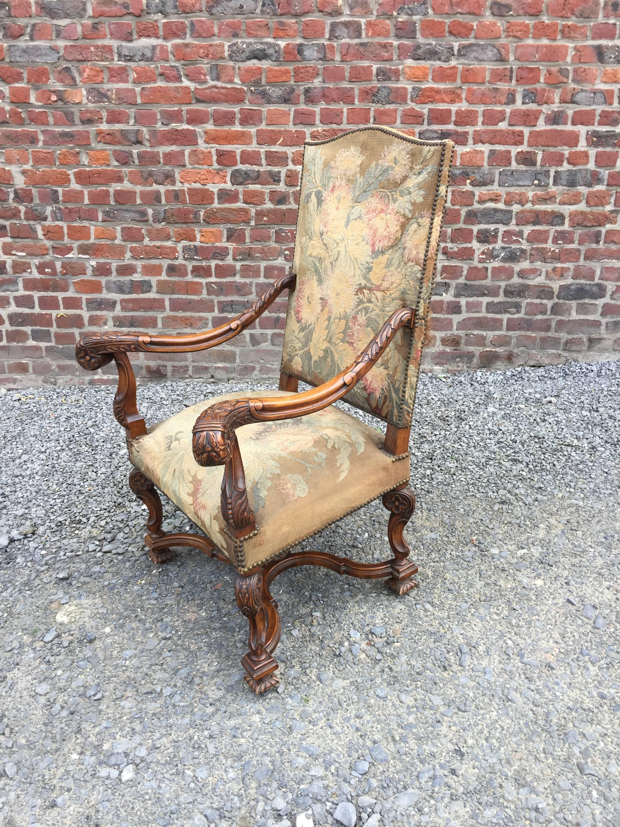 19th Century Louis XIII Style  Throne Armchair For Sale 7