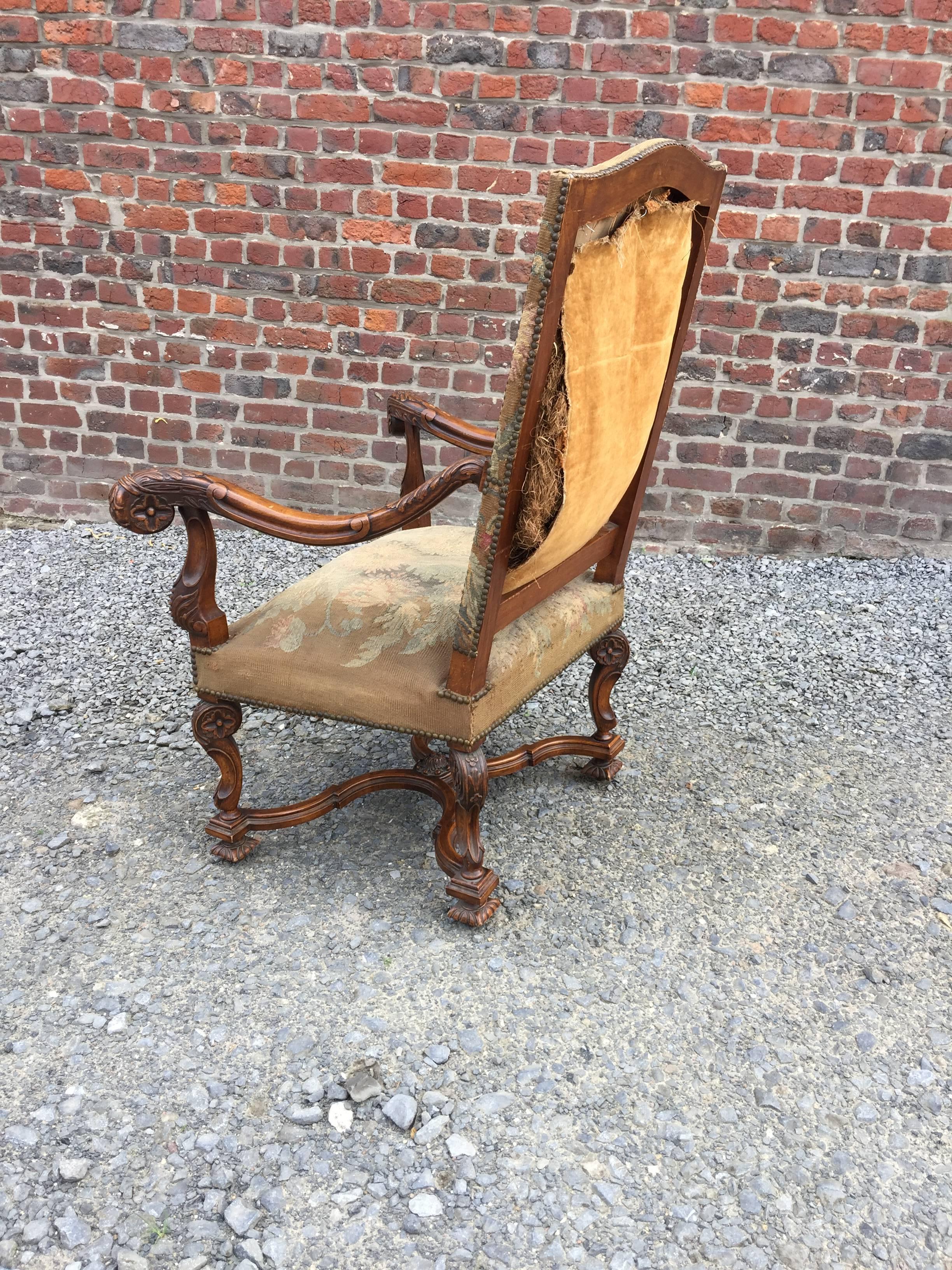 19th Century Louis XIII Style  Throne Armchair For Sale 9