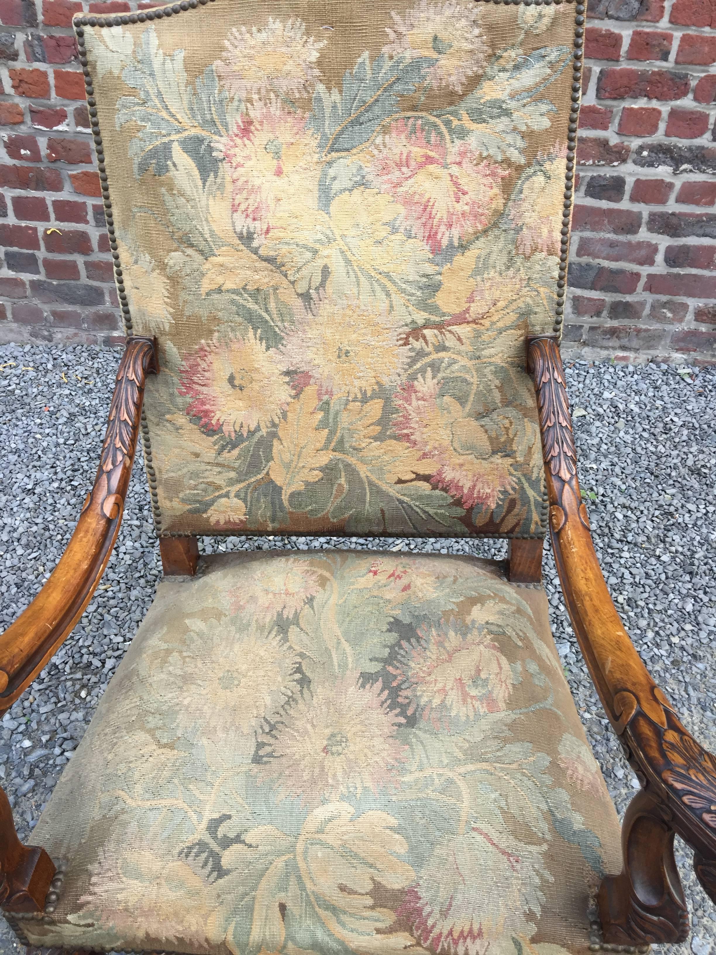 19th Century Louis XIII Style  Throne Armchair For Sale 2
