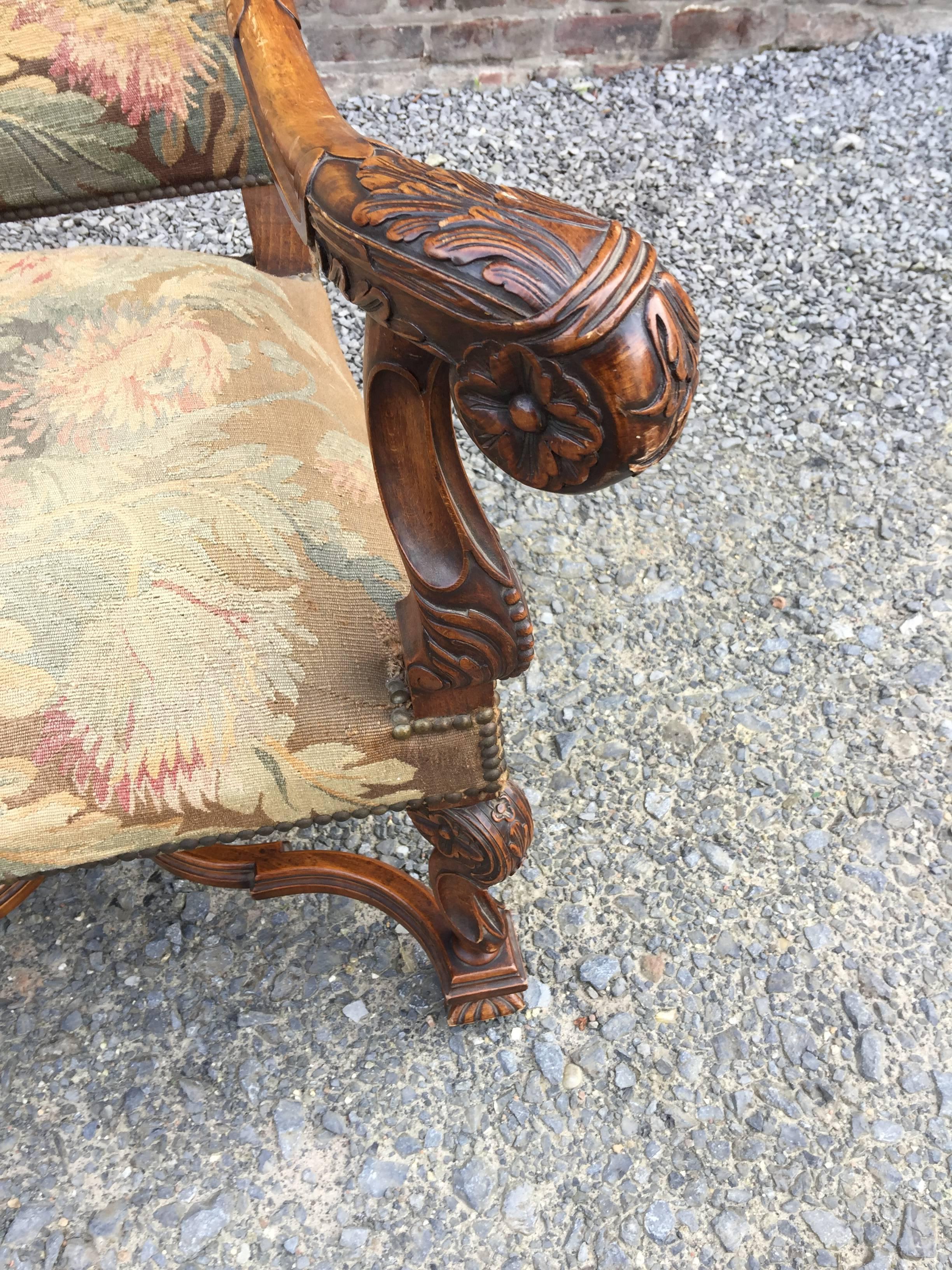 19th Century Louis XIII Style  Throne Armchair For Sale 3