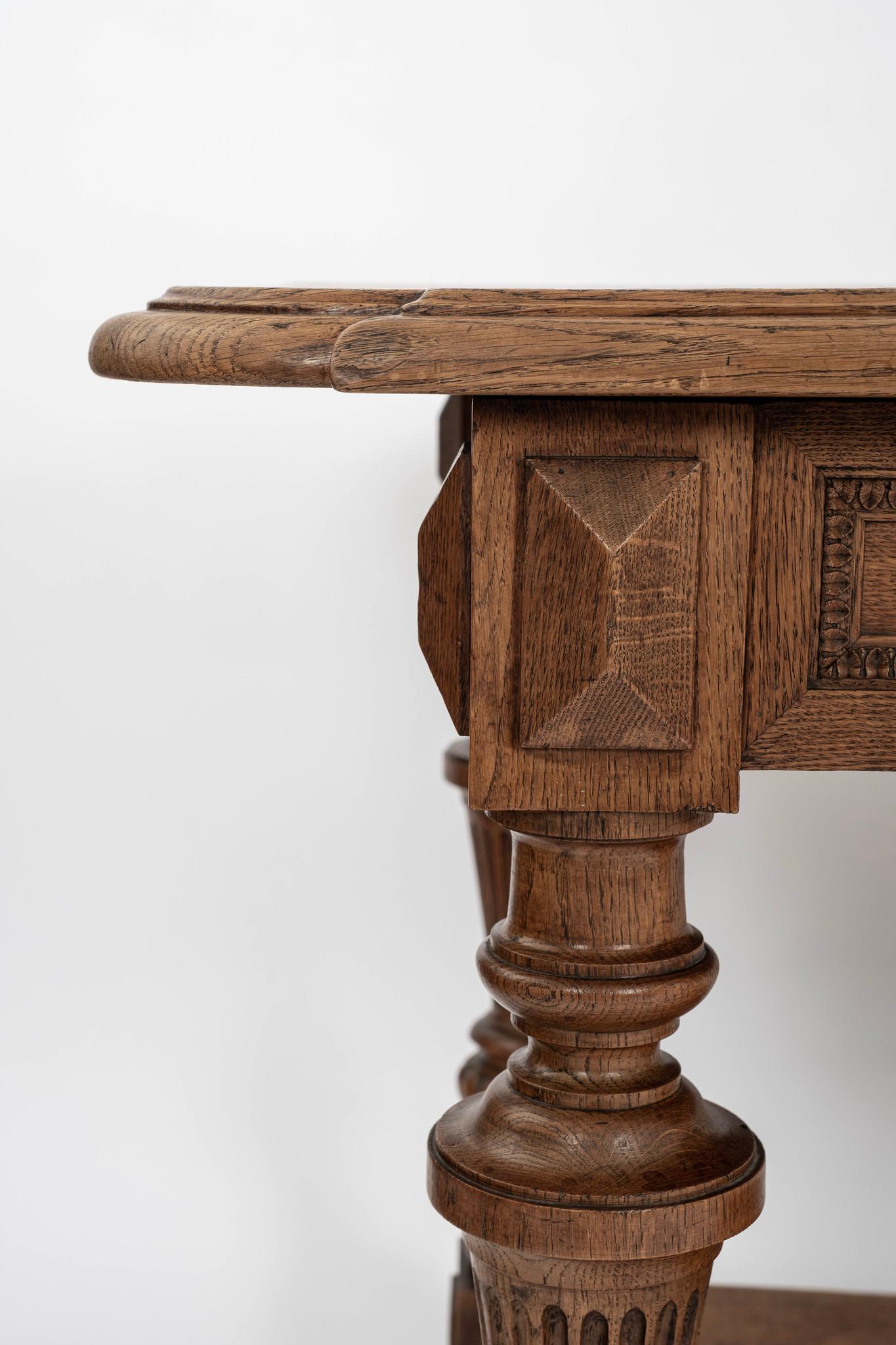 19th century French oak drapers or hall table.