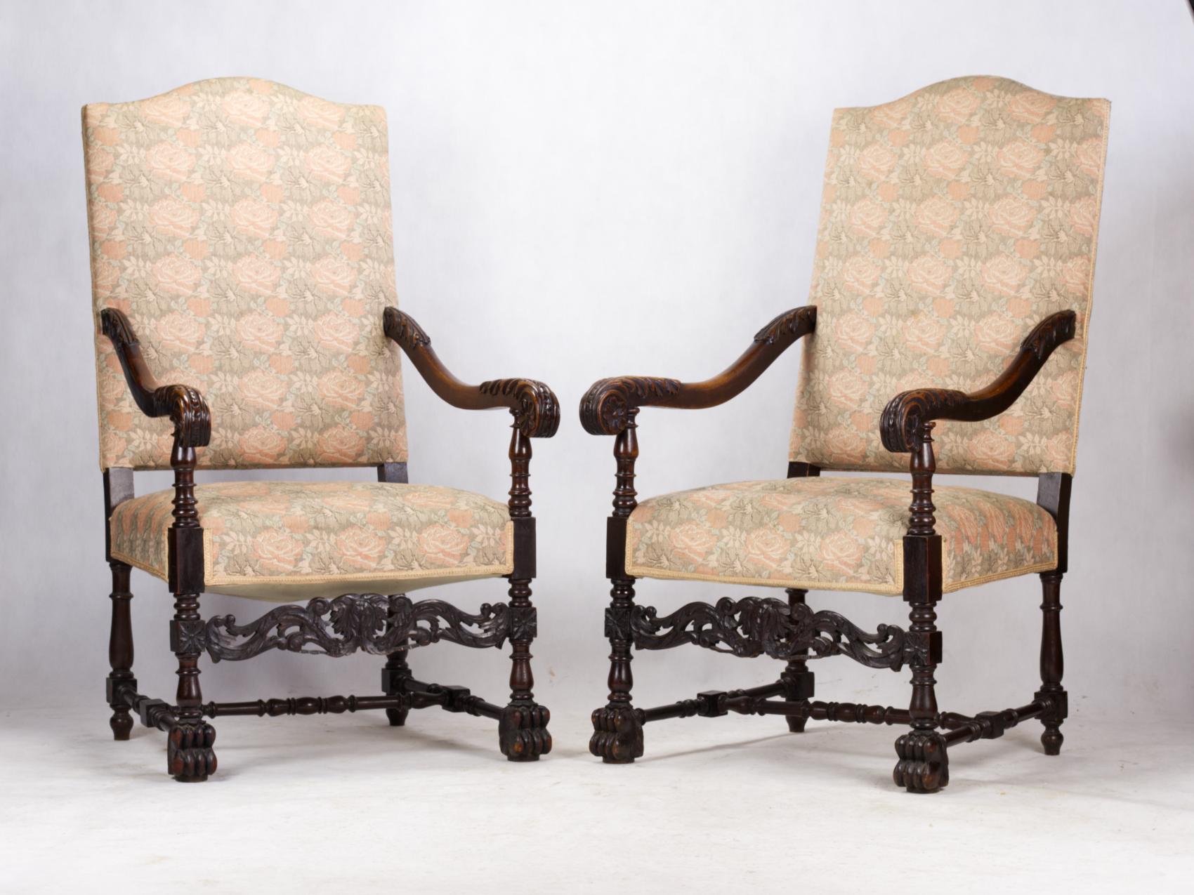 19th Century Louis XIII Style Salon Suite, Armchairs and Sofa For Sale 5