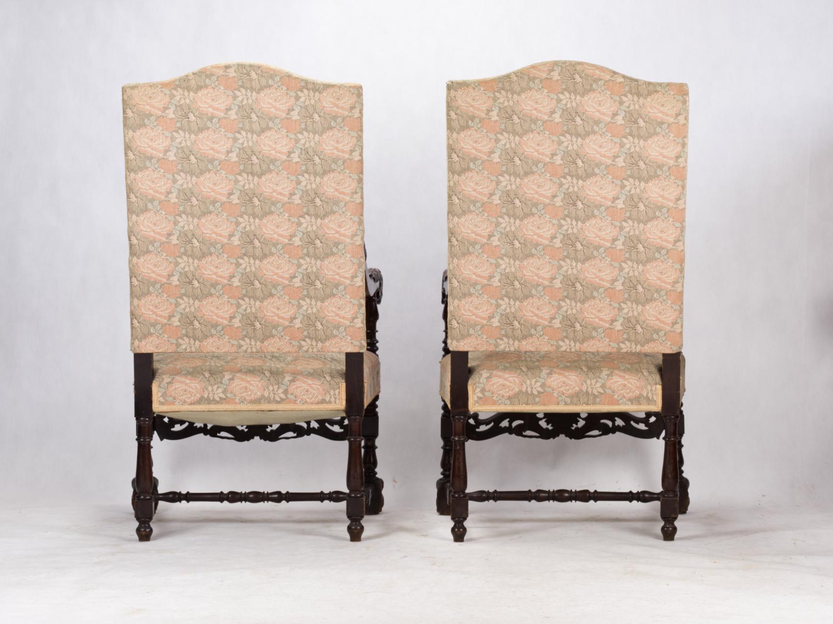 19th Century Louis XIII Style Salon Suite, Armchairs and Sofa For Sale 7