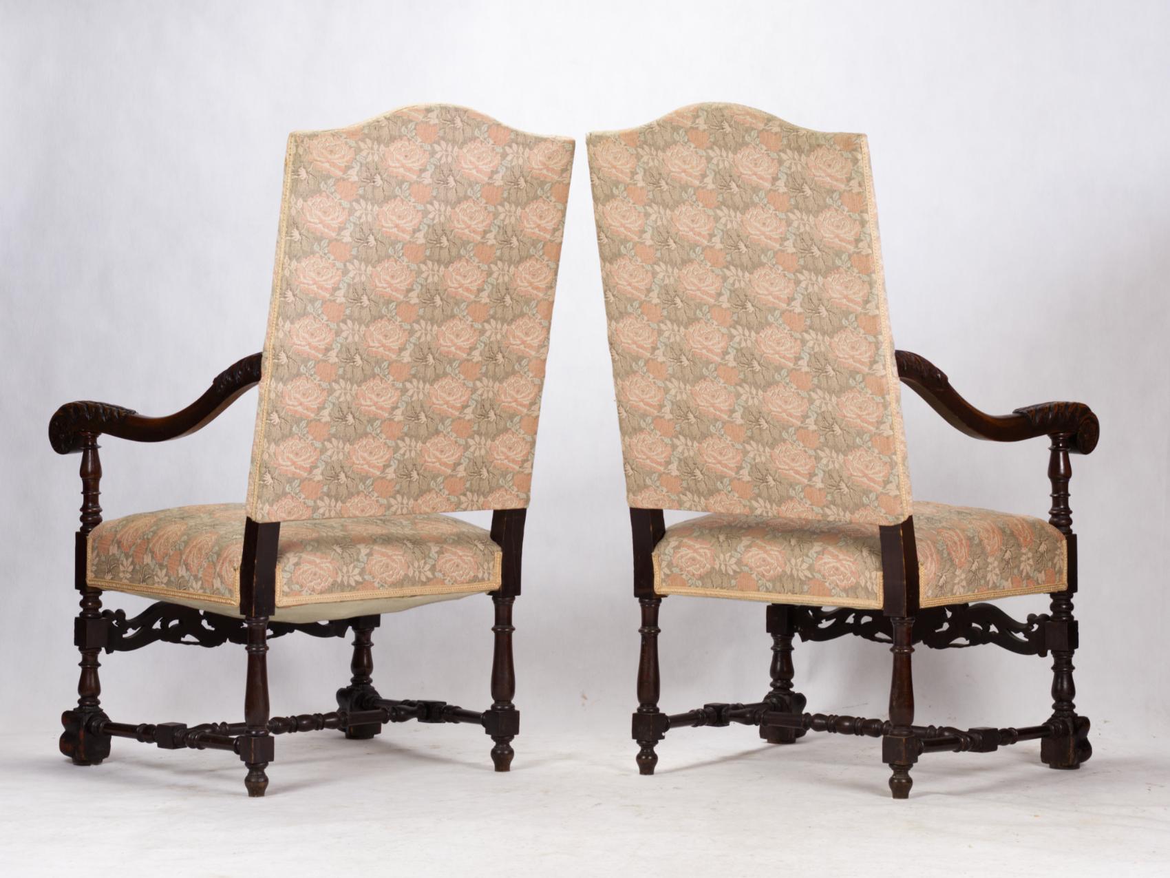 19th Century Louis XIII Style Salon Suite, Armchairs and Sofa For Sale 8