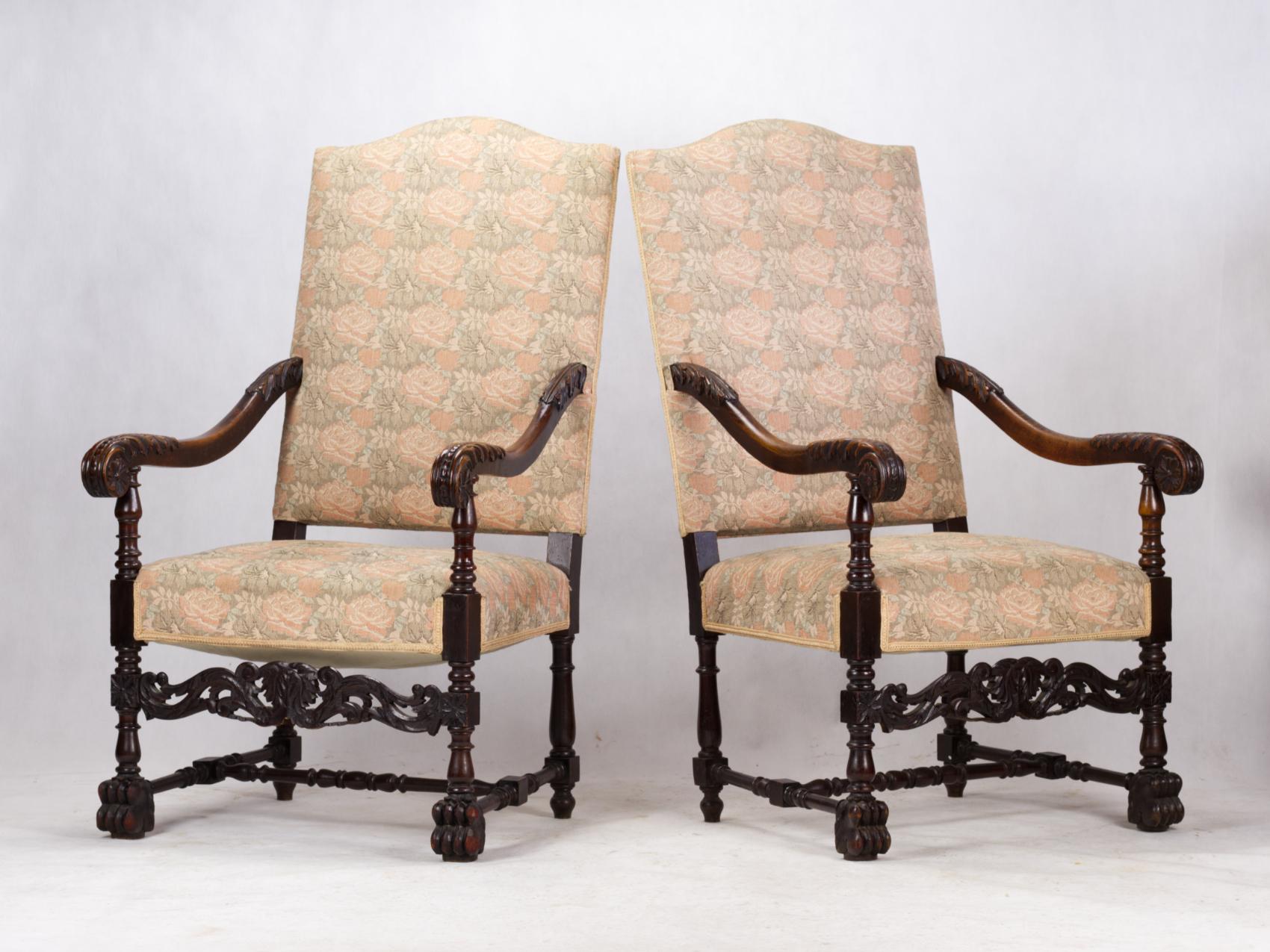 19th Century Louis XIII Style Salon Suite, Armchairs and Sofa For Sale 10