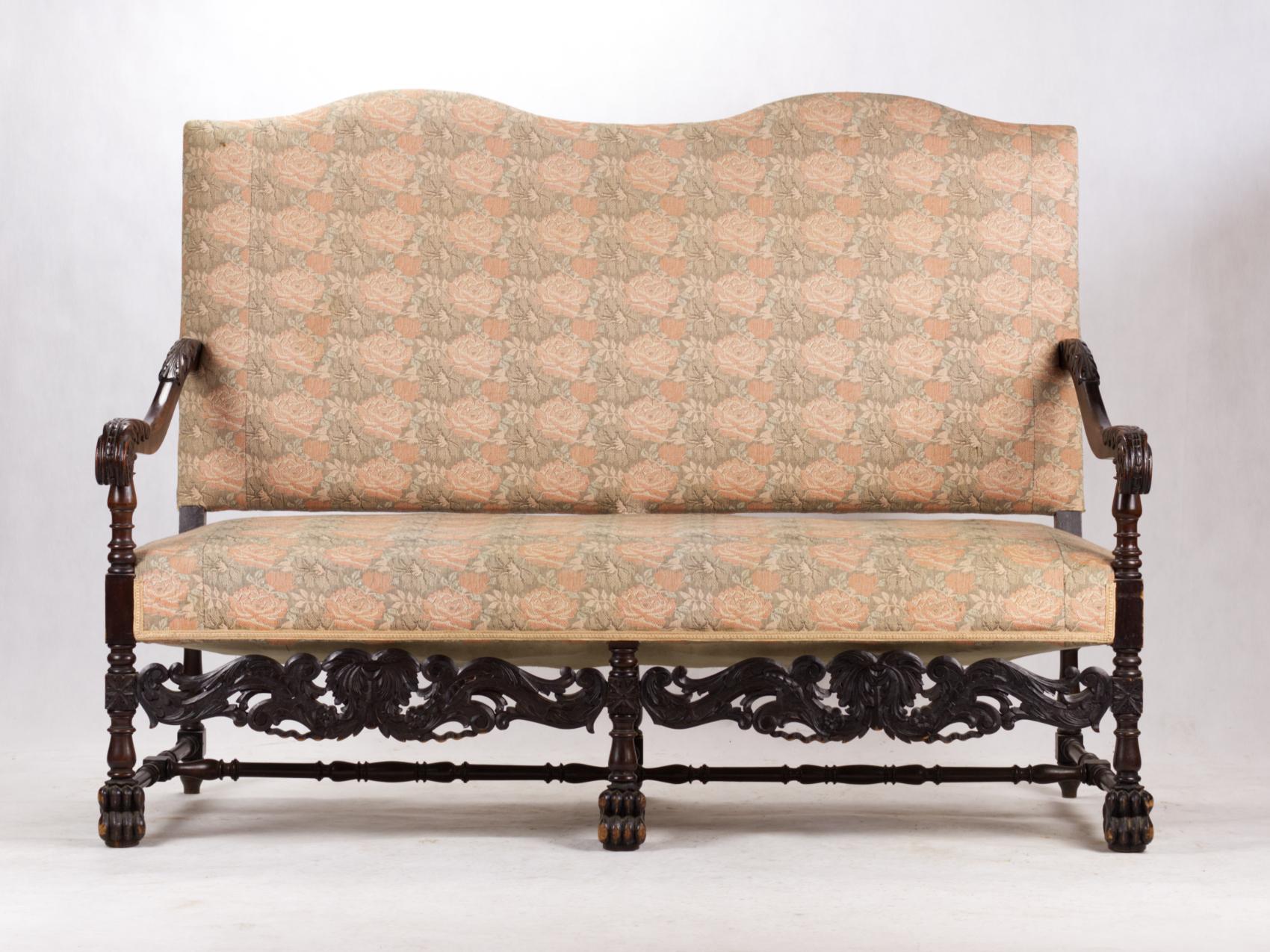 French 19th Century Louis XIII Style Salon Suite, Armchairs and Sofa For Sale