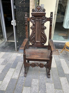 19th Century Louis XIII Style Throne Armchair