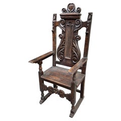 Antique 19th Century Louis XIII Style Throne Armchair