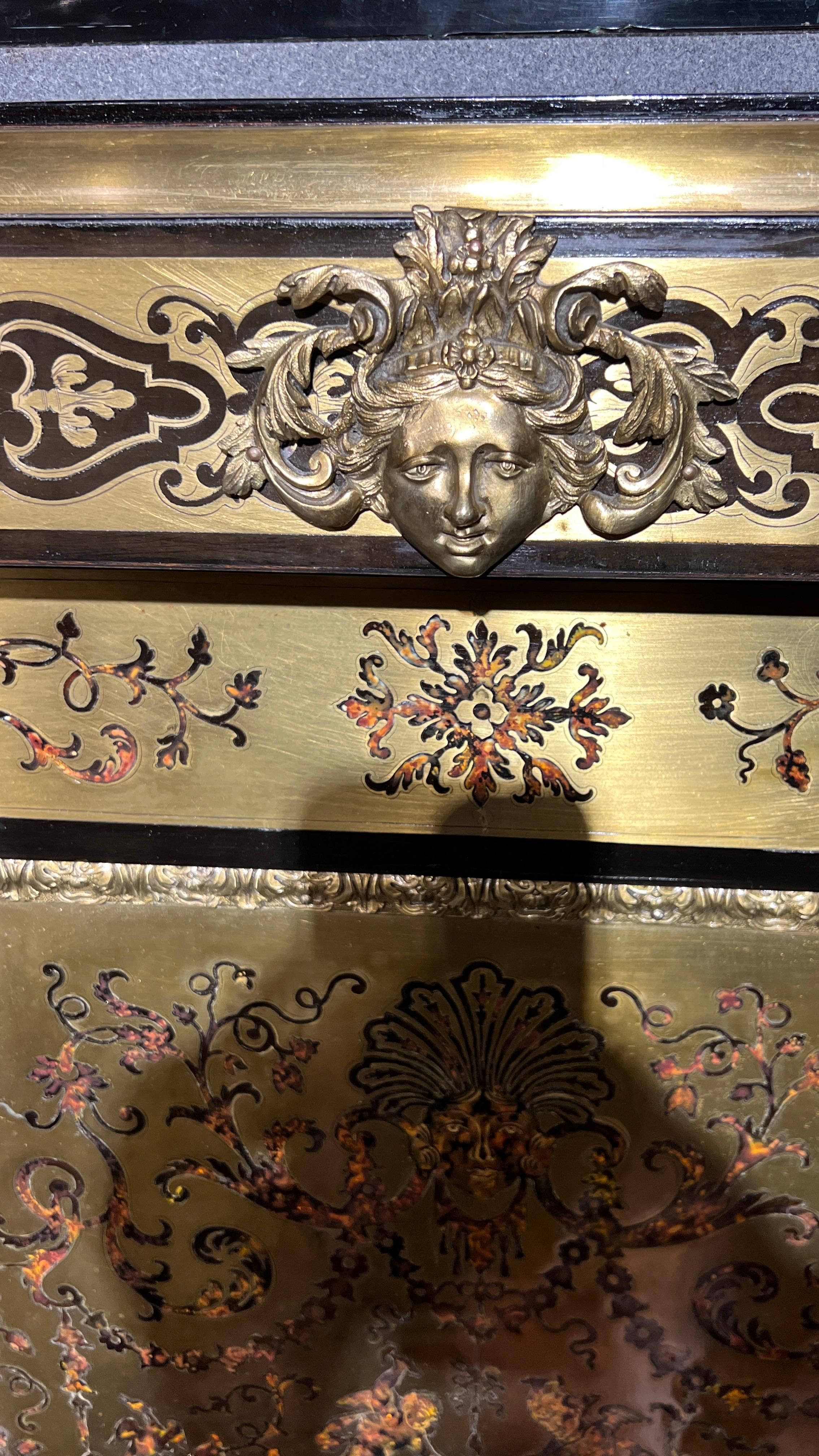 19th Century Louis XIV Boulle Style Ebonized Side Cabinet For Sale 5