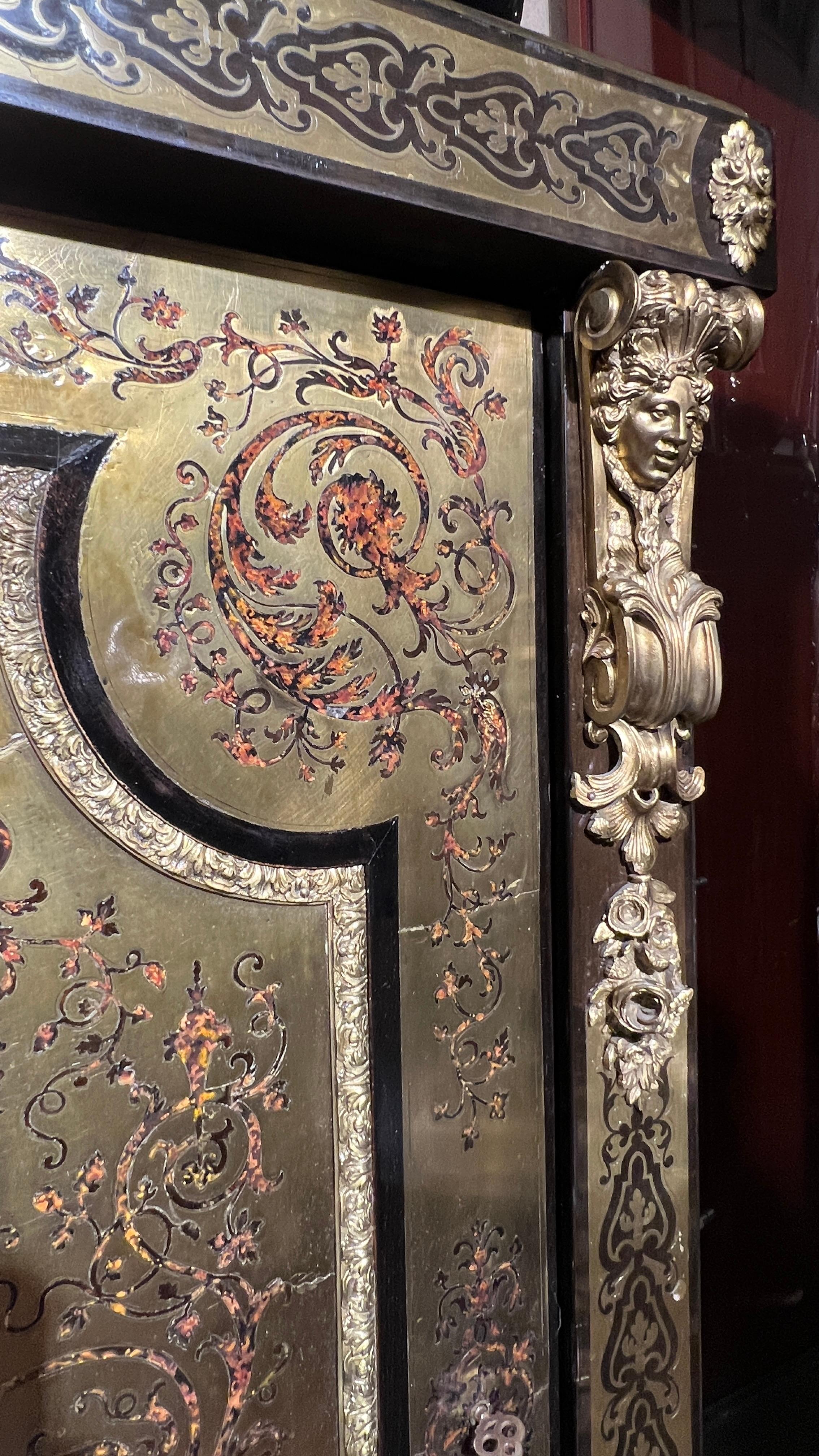 19th Century Louis XIV Boulle Style Ebonized Side Cabinet For Sale 9