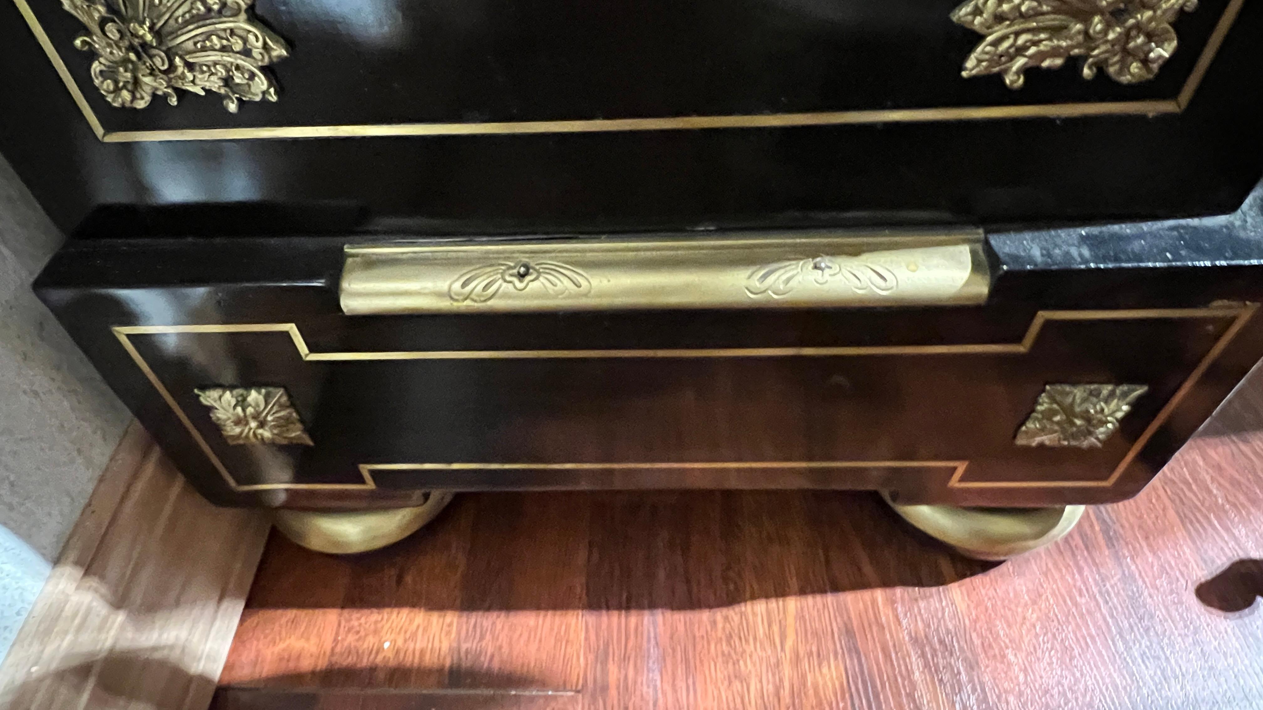19th Century Louis XIV Boulle Style Ebonized Side Cabinet For Sale 3