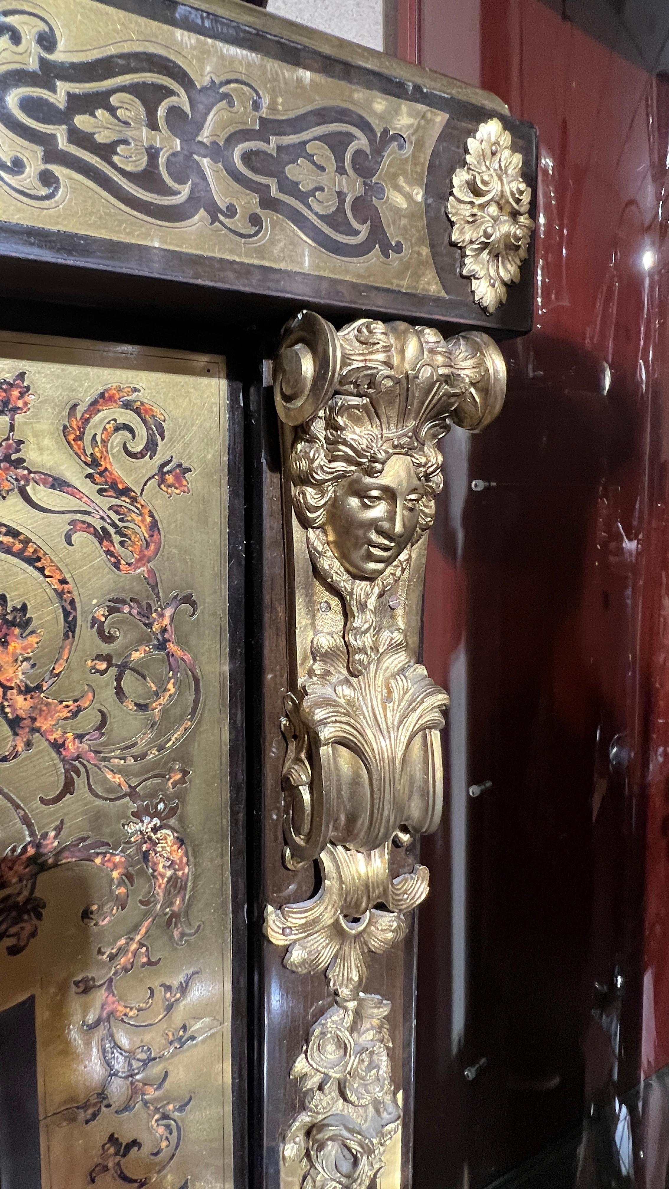 19th Century Louis XIV Boulle Style Ebonized Side Cabinet For Sale 4