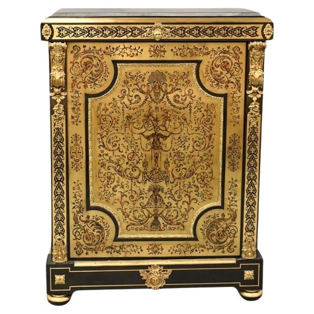 19th Century Louis XIV Boulle Style Ebonized Side Cabinet For Sale