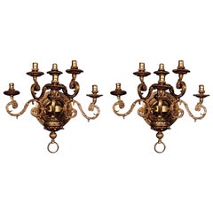 19th Century Louis XIV Style Bronze Pair of Wall Lights
