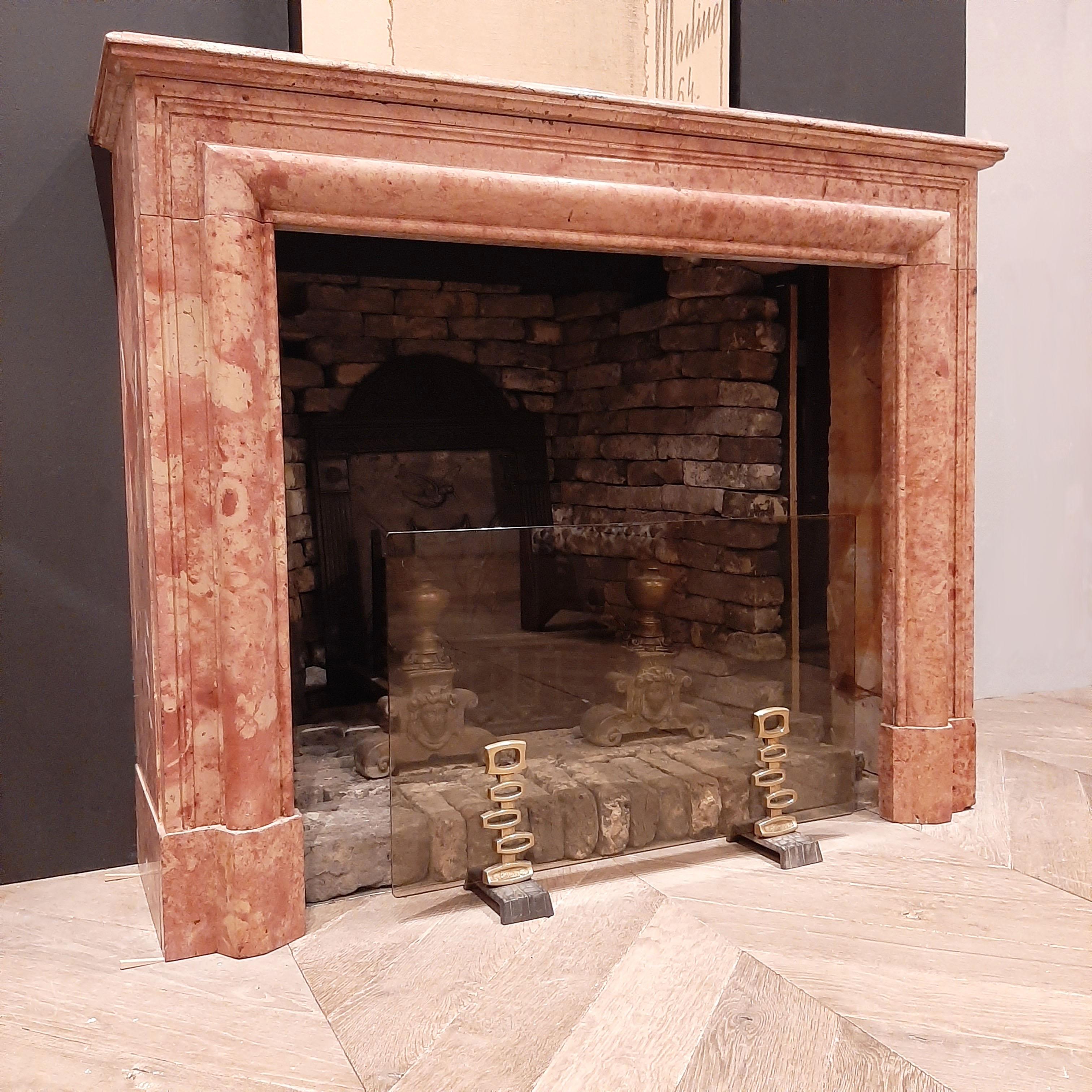19th Century Louis XIV Style Fireplace in Orange Varois Marble 1