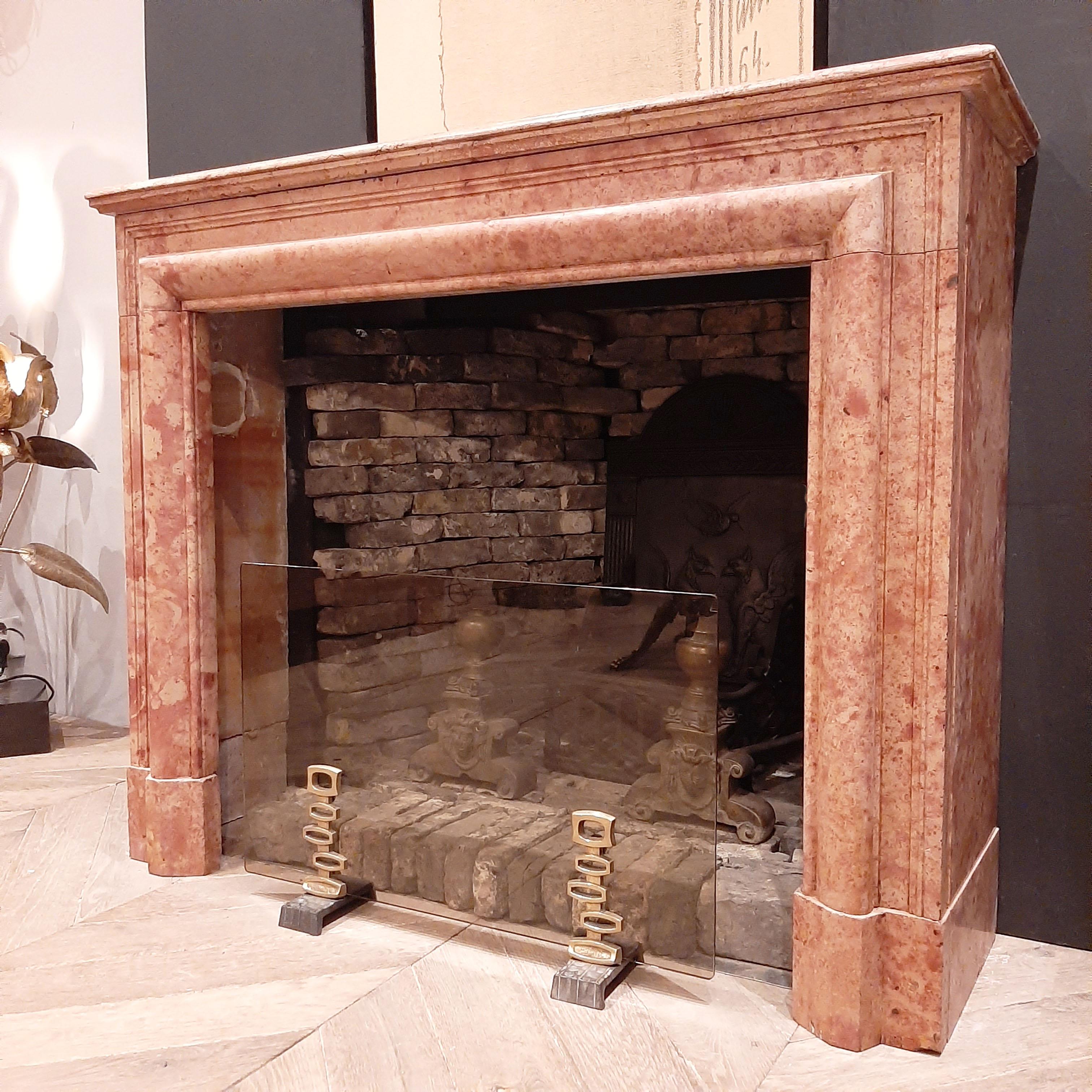 19th Century Louis XIV Style Fireplace in Orange Varois Marble 4