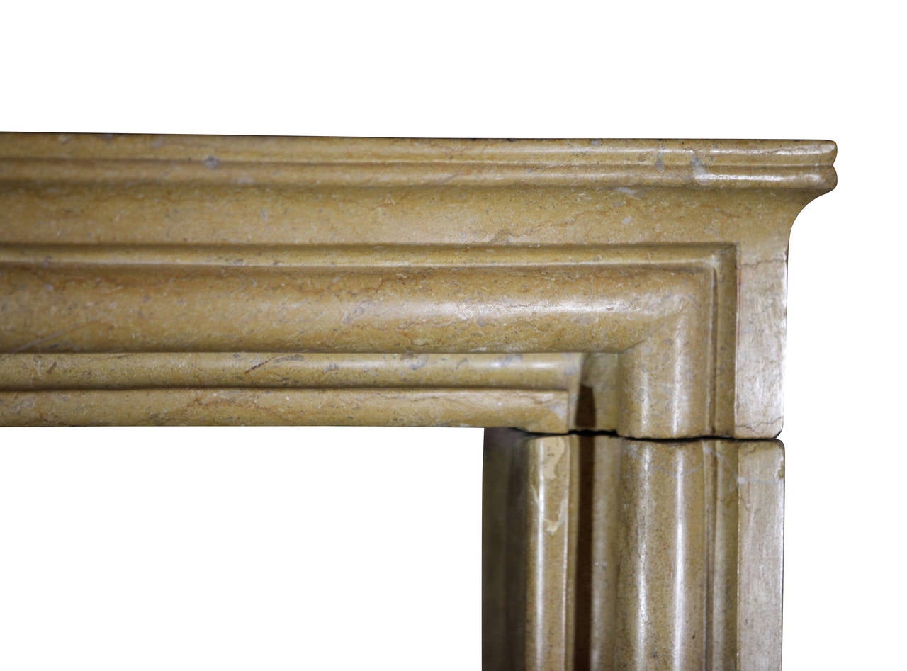 19th Century Louis XIV Style French Honey Limestone Antique Fireplace Mantle In Good Condition For Sale In Beervelde, BE