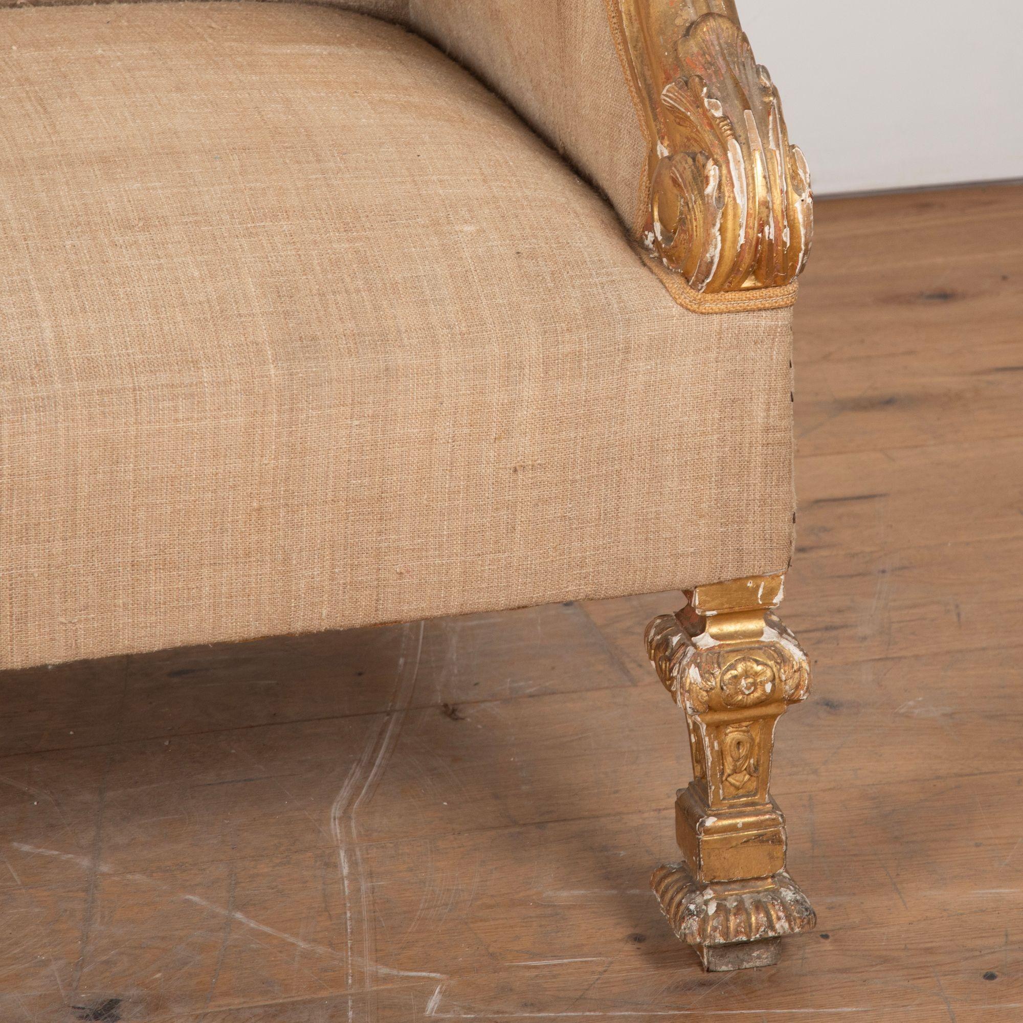 Francese Divano in legno dorato in stile Luigi XIV del XIX secolo in vendita