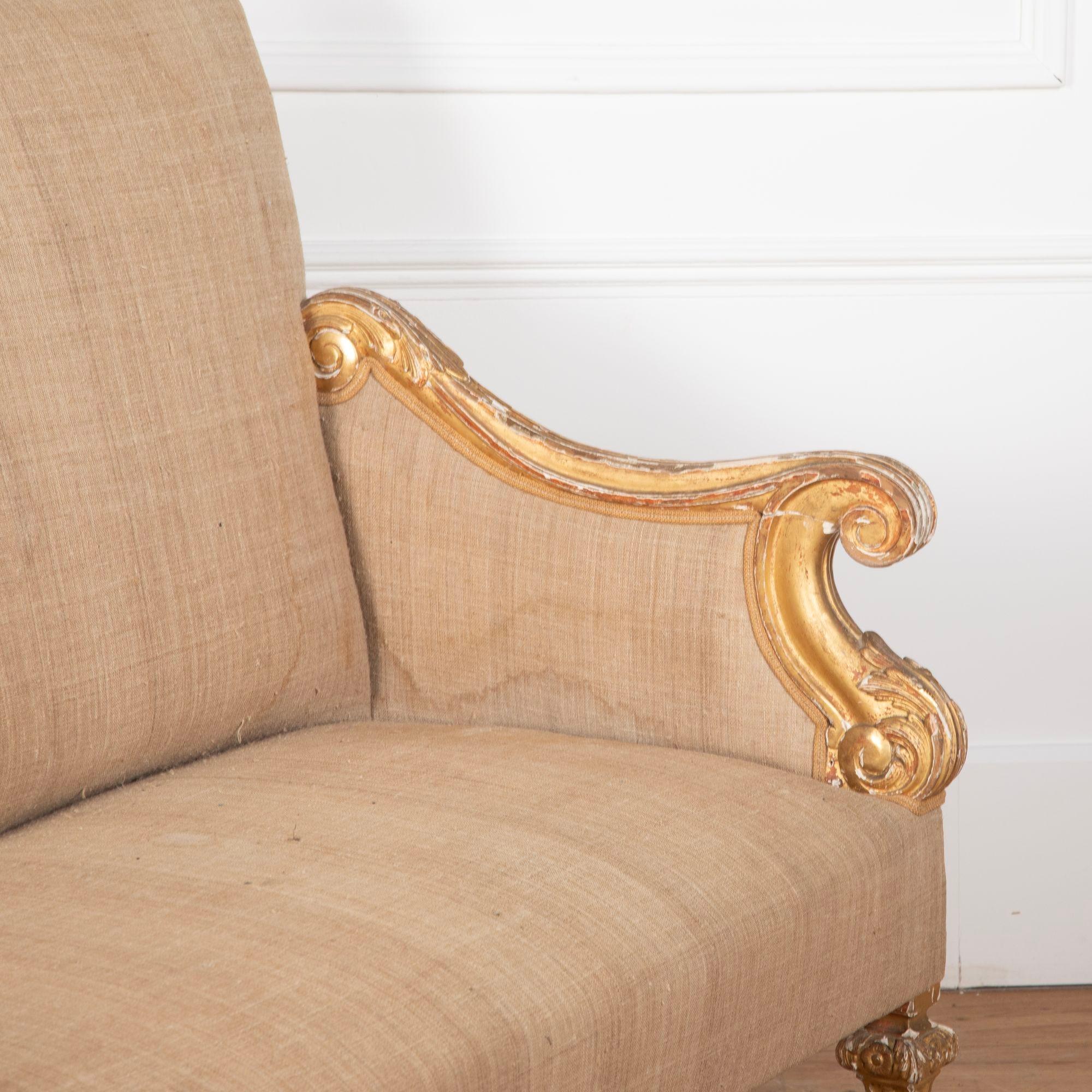 19. Jahrhundert Louis XIV Stil Giltwood Sofa (Vergoldetes Holz) im Angebot