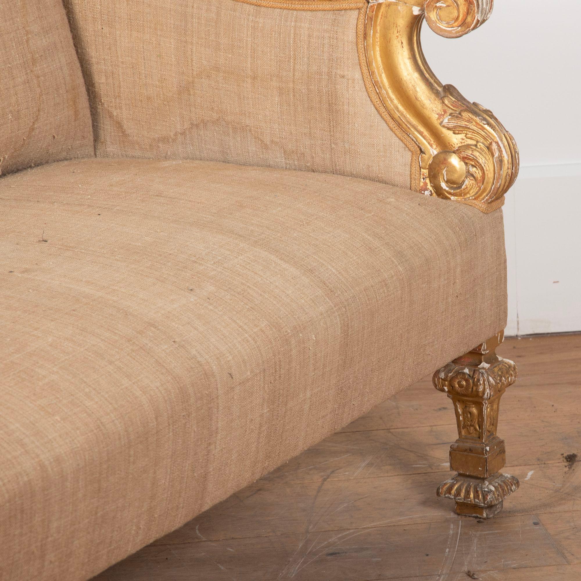 19th Century Louis XIV Style Giltwood Sofa For Sale 2