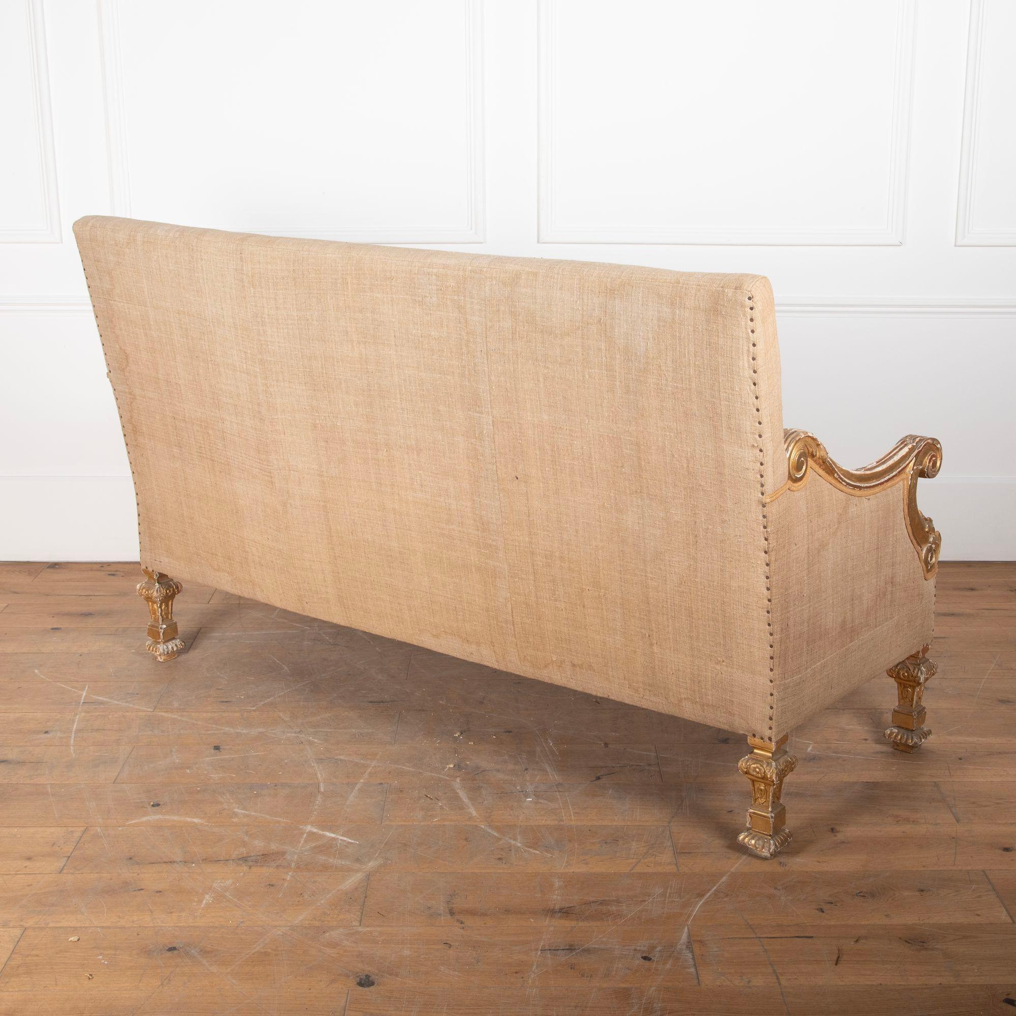 19th Century Louis XIV Style Giltwood Sofa For Sale 4