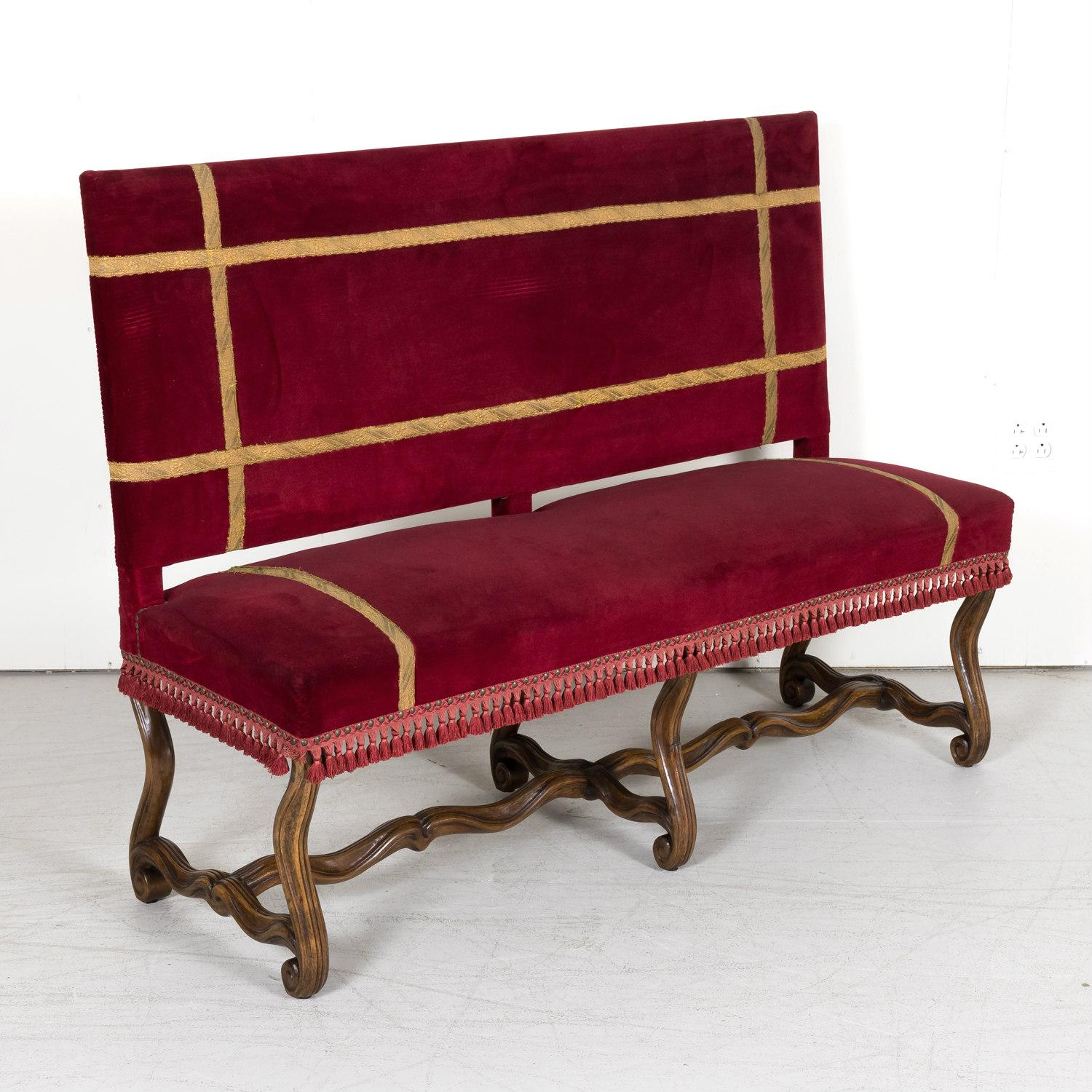 19th Century Upholstered Spanish Catalan Bench  For Sale 4