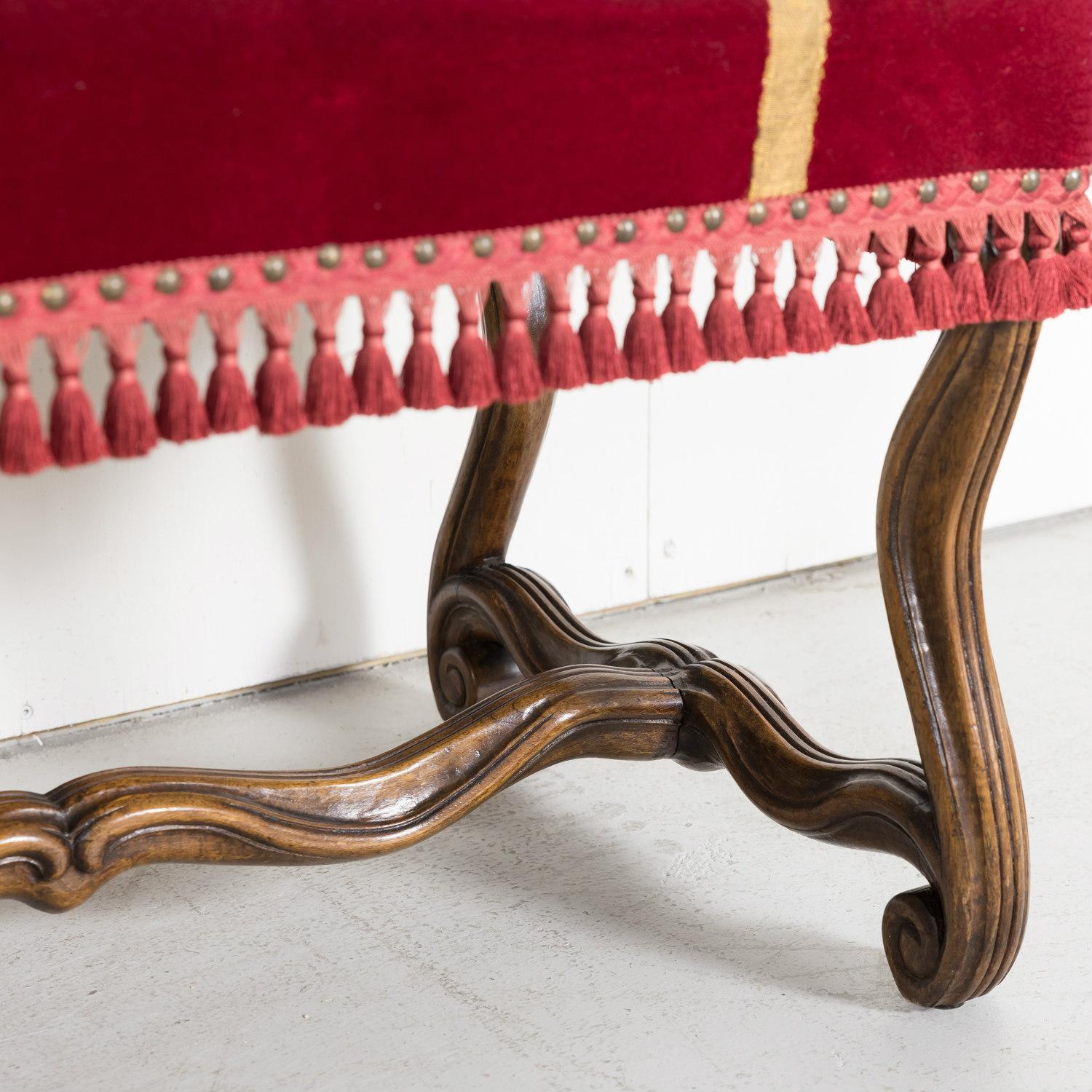 19th Century Upholstered Spanish Catalan Bench  For Sale 2