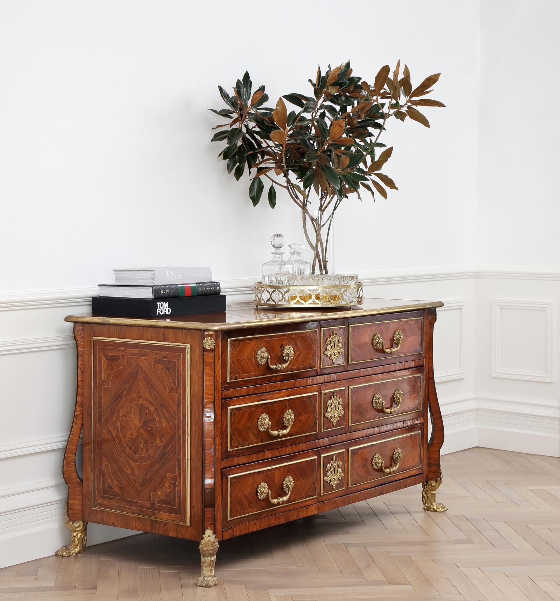 French 19th Century Louis XIV Style Marquetry and Gilt Bronze Mazarin Commode For Sale