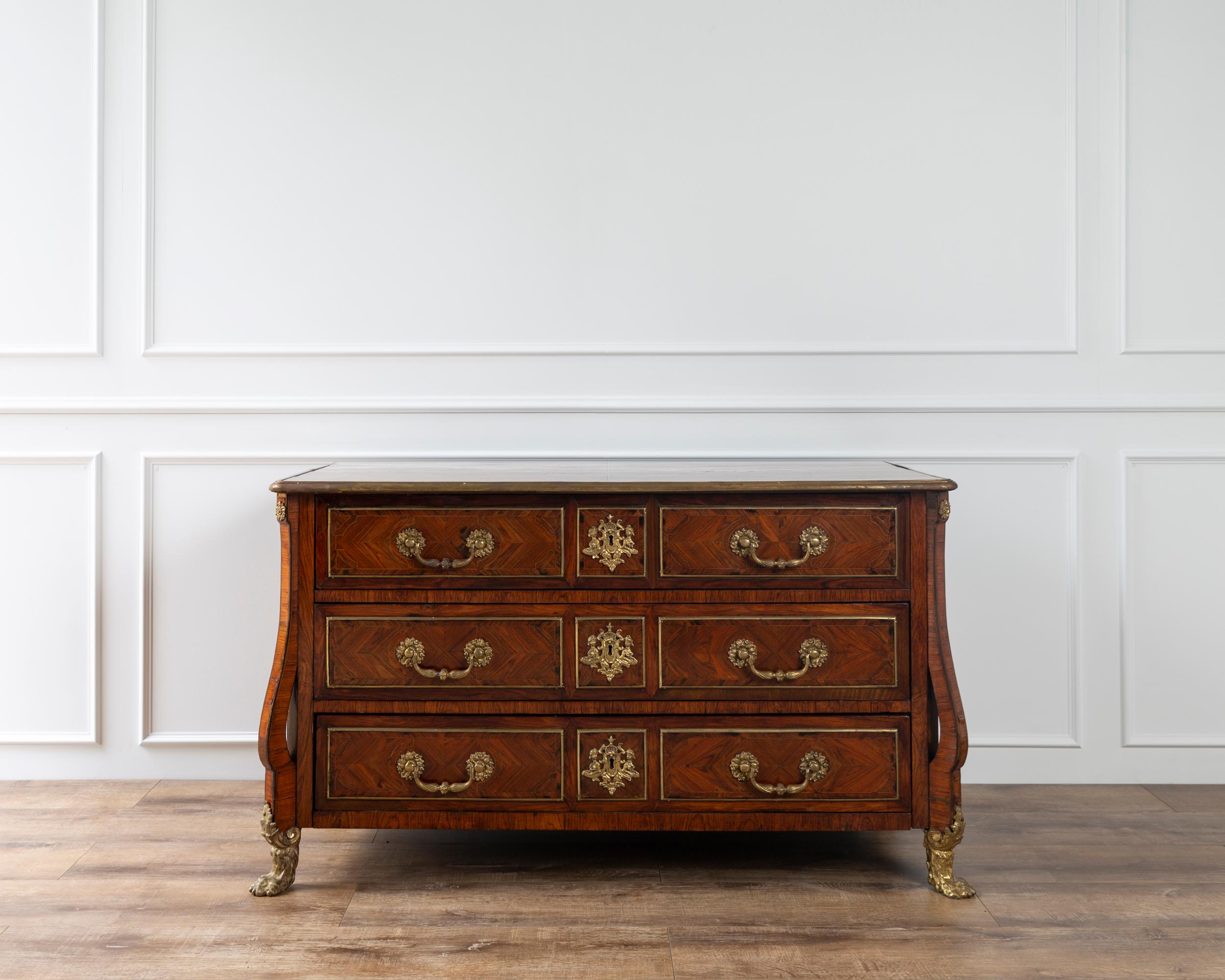 19th Century Louis XIV Style Marquetry and Gilt Bronze Mazarin Commode In Good Condition For Sale In Toorak, VIC