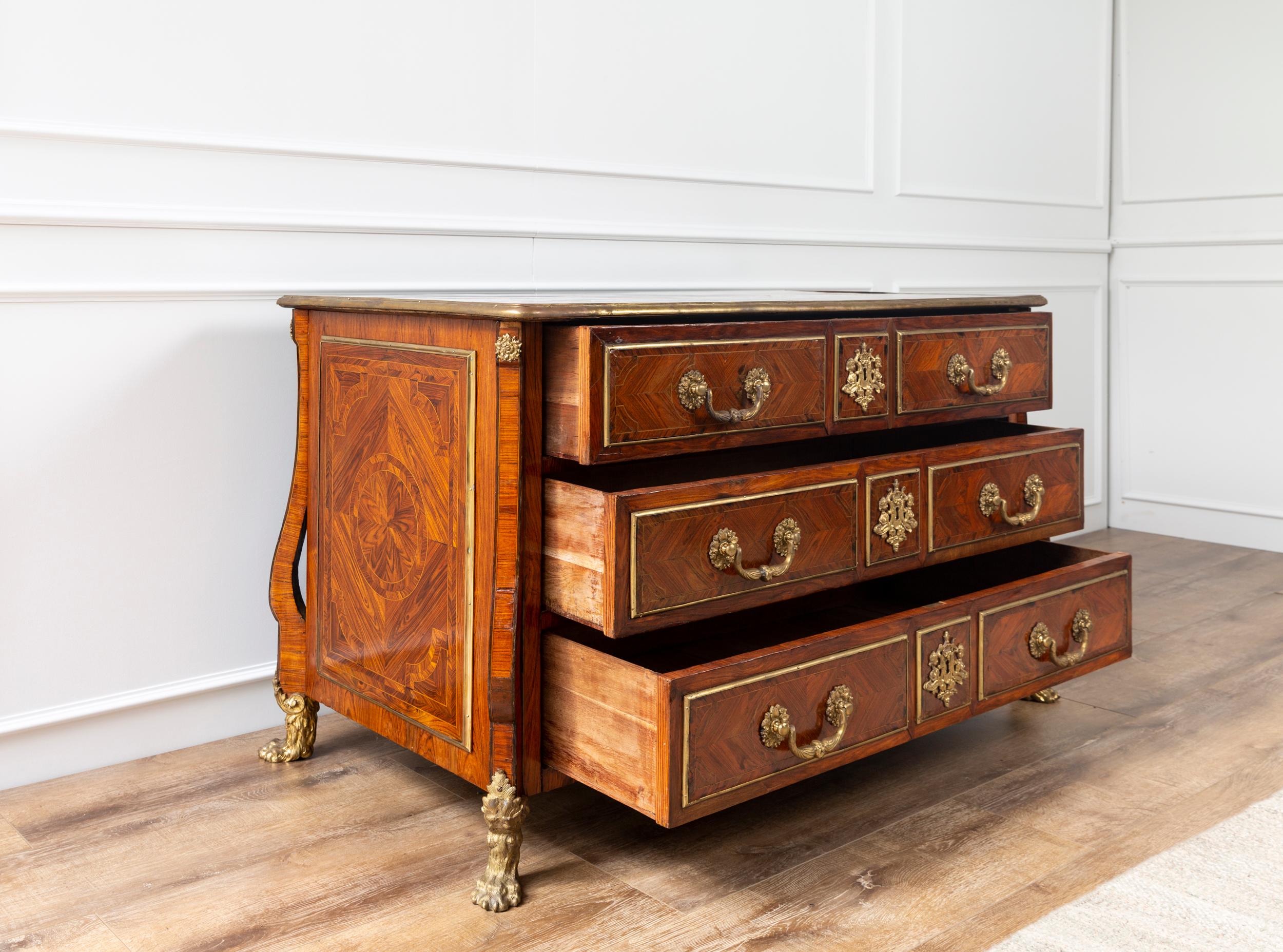 Metal 19th Century Louis XIV Style Marquetry and Gilt Bronze Mazarin Commode For Sale