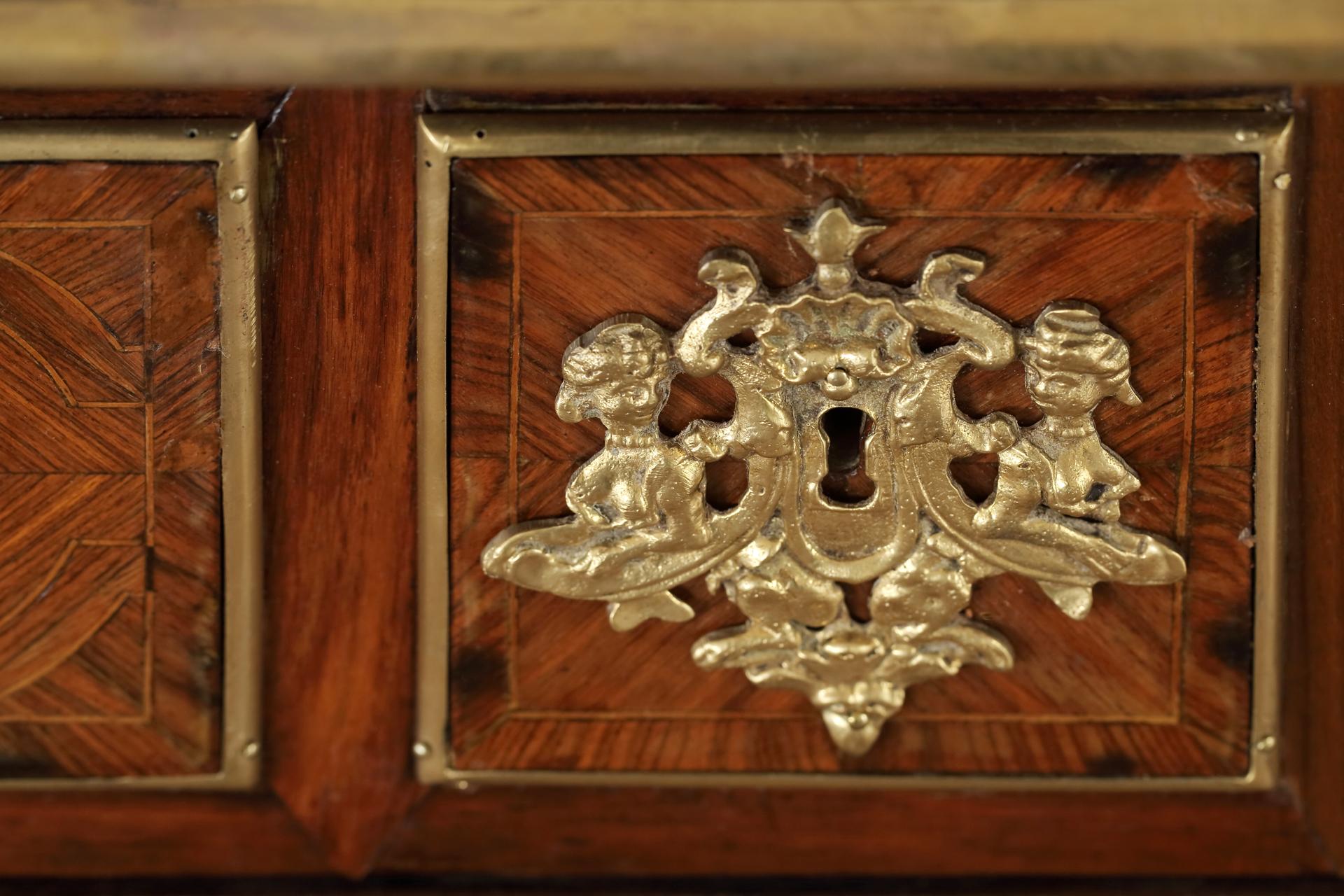 19th Century Louis XIV Style Marquetry and Gilt Bronze Mazarin Commode For Sale 1