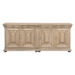 19th Century Louis XIV Style Stripped Oak Buffet with Neoclassical Architecture