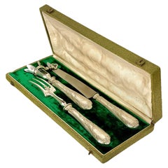 Vintage 19th Century French Louis XIV Style Gigot Lamb Silver Plated Carving Set