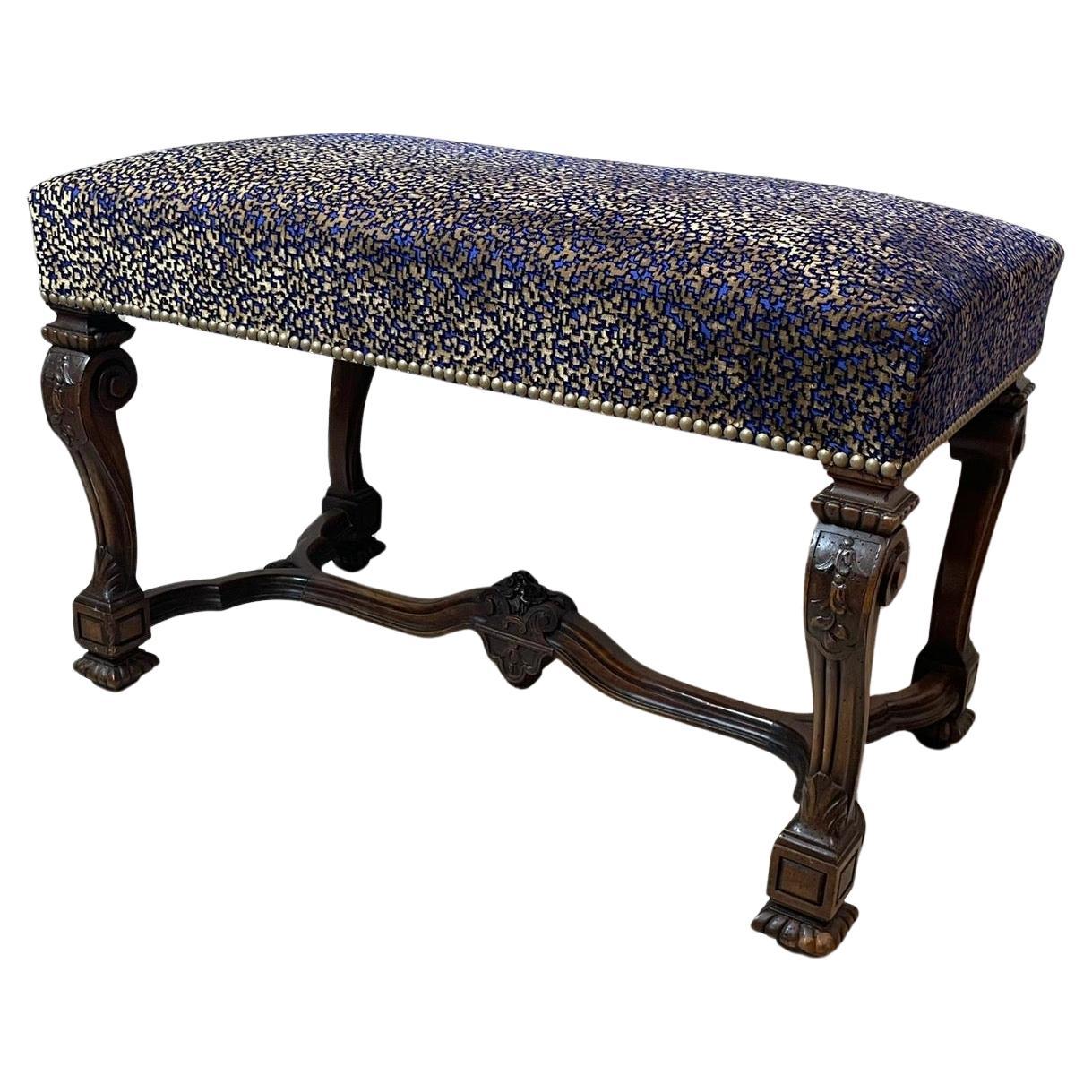 Banc tapissé de style Louis XIV du 19ème siècle