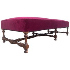 19th Century Louis XIV Style Walnut Carved Bench
