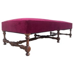 Banc de style Louis XIV du 19ème siècle en noyer sculpté