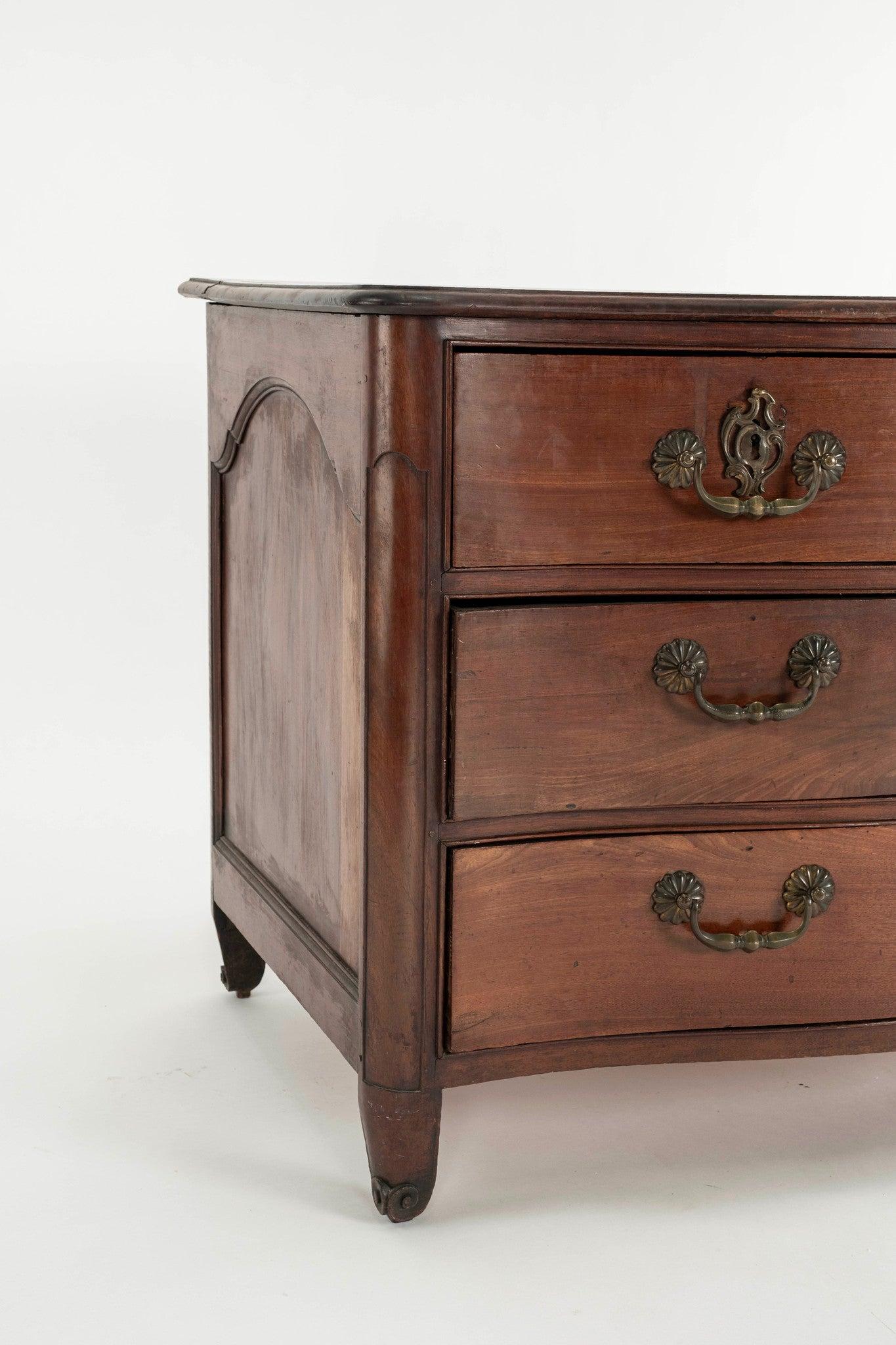 19th Century or earlier Louis XIV style four drawer walnut commode.
