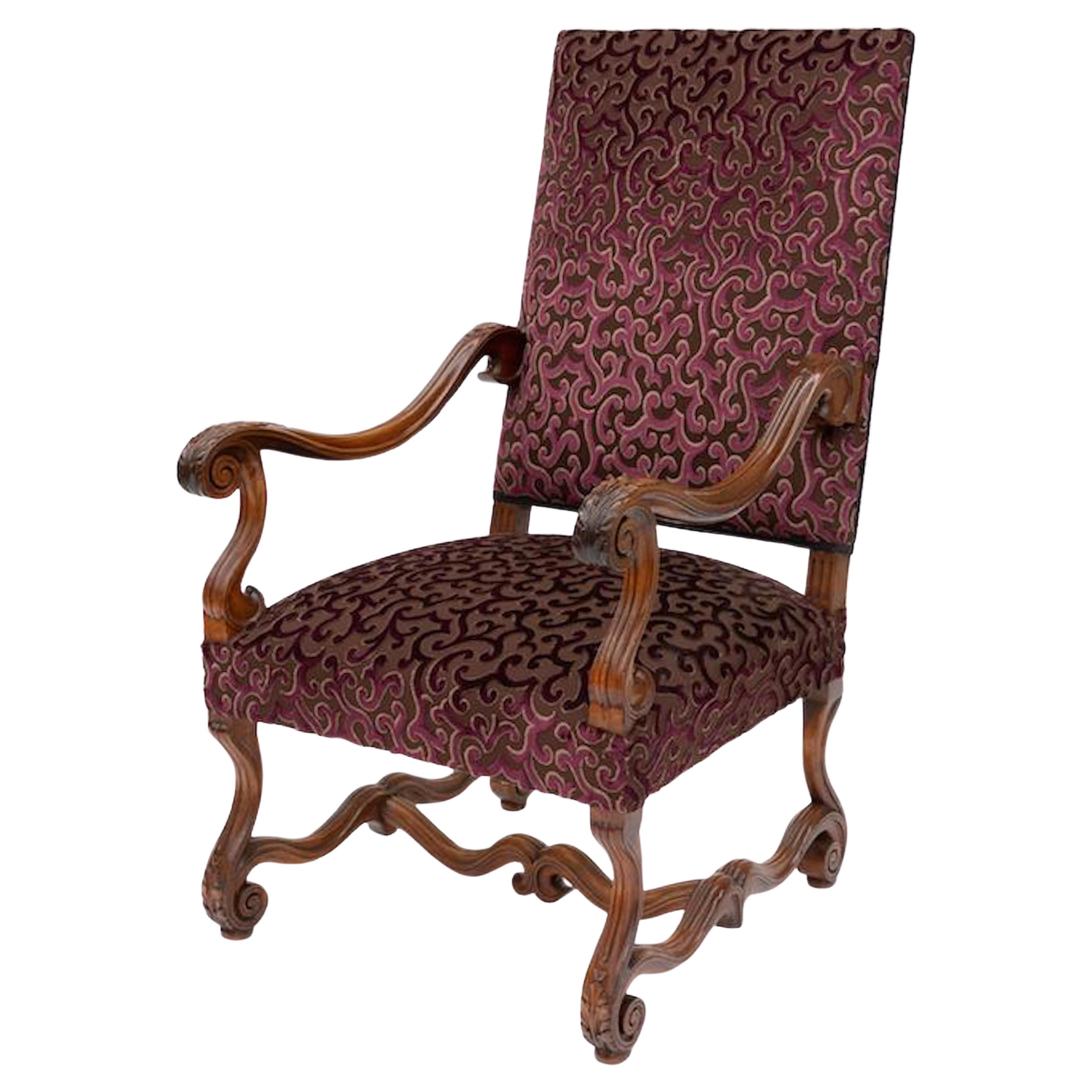 19th Century Louis XIV Style Walnut Fauteuil A La Reine For Sale