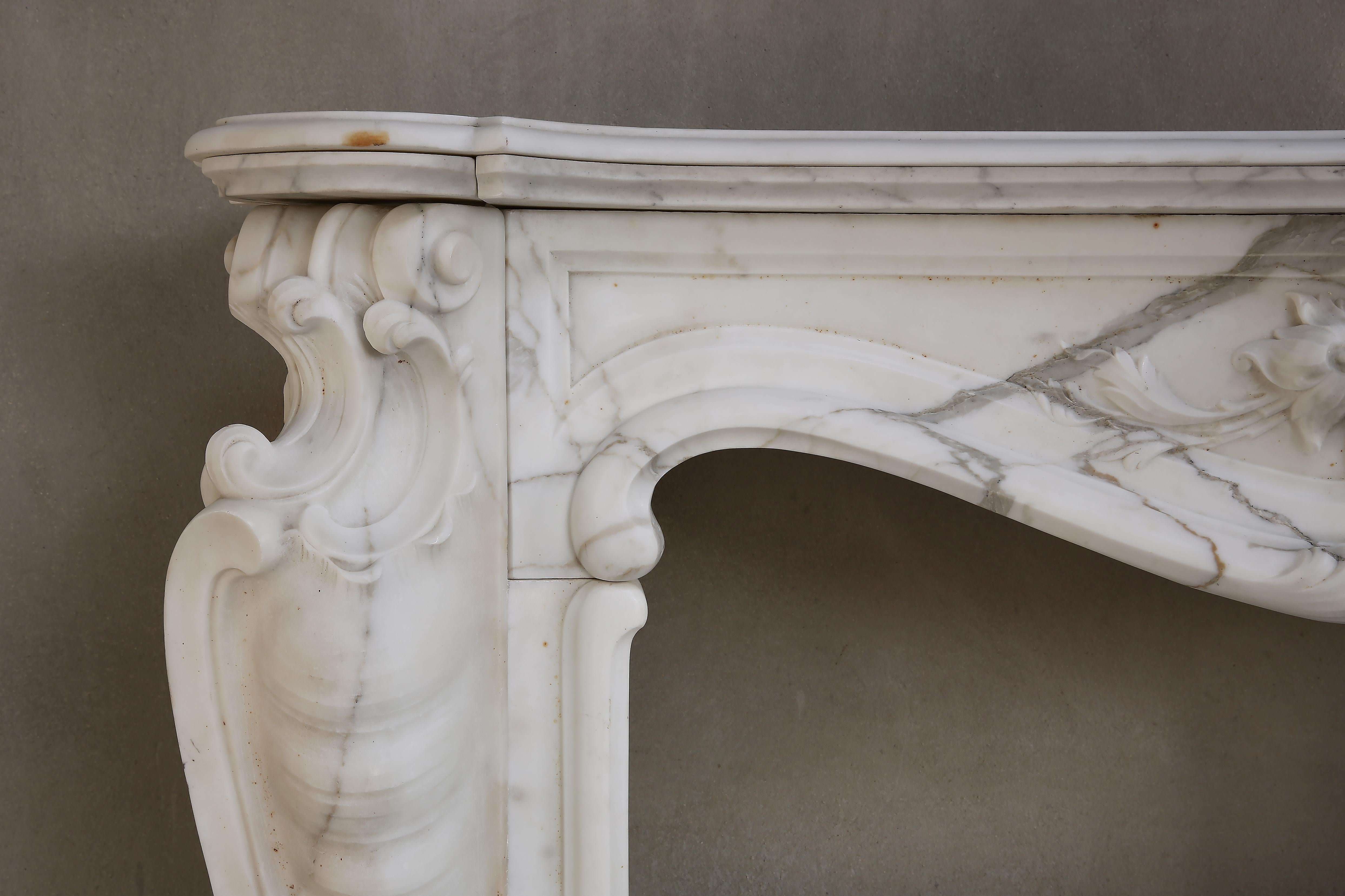 Other 19th Century, Louis XV Antique Statuario Marble Fireplace For Sale